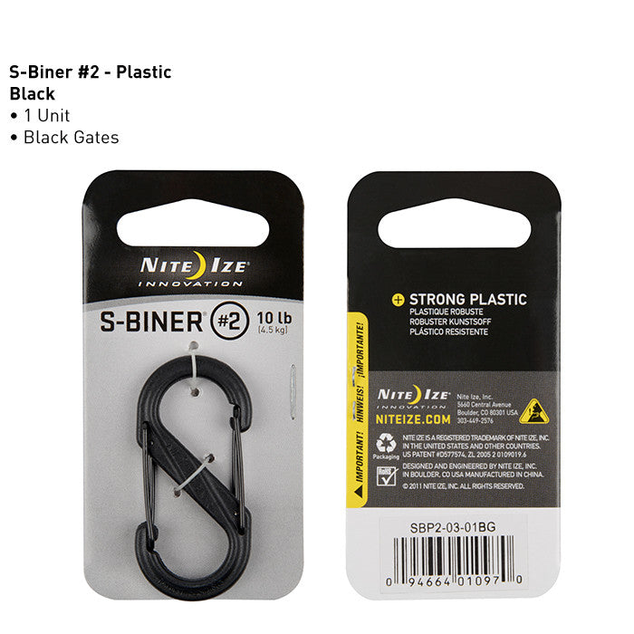 Nite Ize S-Biner Plastic Carabiner #2 - Lightweight Durable Clip for Keys, Gear & Outdoor Activities - Perfect for Hiking, Camping, and Everyday Carry