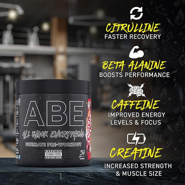 Applied Nutrition ABE (All Black Everything) Ultimate Preworkout Powder 315g - Boost Energy & Performance for Intense Workouts & Gym Sessions