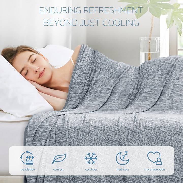 Cooling Lightweight Summer Blanket - Thin Breathable Cooling Blanket for Hot Sleepers - 50