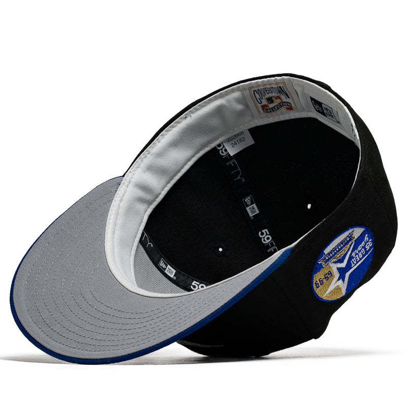 New Era x Politics Houston Astros 59FIFTY Fitted Hat - Black/Light Royal - Official MLB Baseball Cap for Men & Women - Perfect for Games, Streetwear & Sports Fans