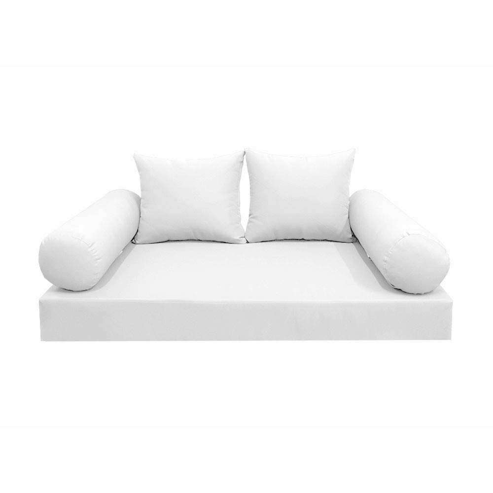 Prolinemax Outdoor Style 4 Full Knife Edge Daybed Mattress Cover - Waterproof Fitted Sheet with Bolster Pillow for Patio, Poolside & Sunbathing (AD106)