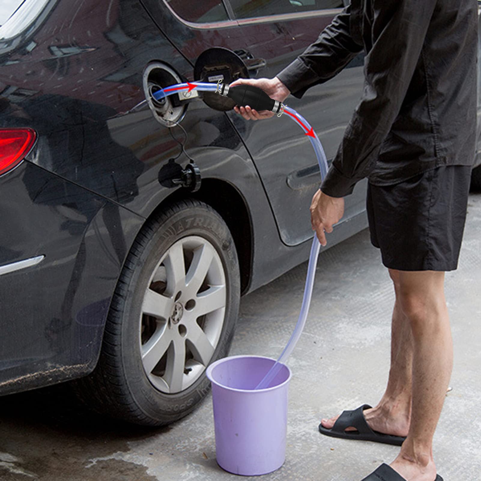 FAVOMOTO Hand Oil Pump - Portable Fuel Transfer Siphon for Cars & DIY