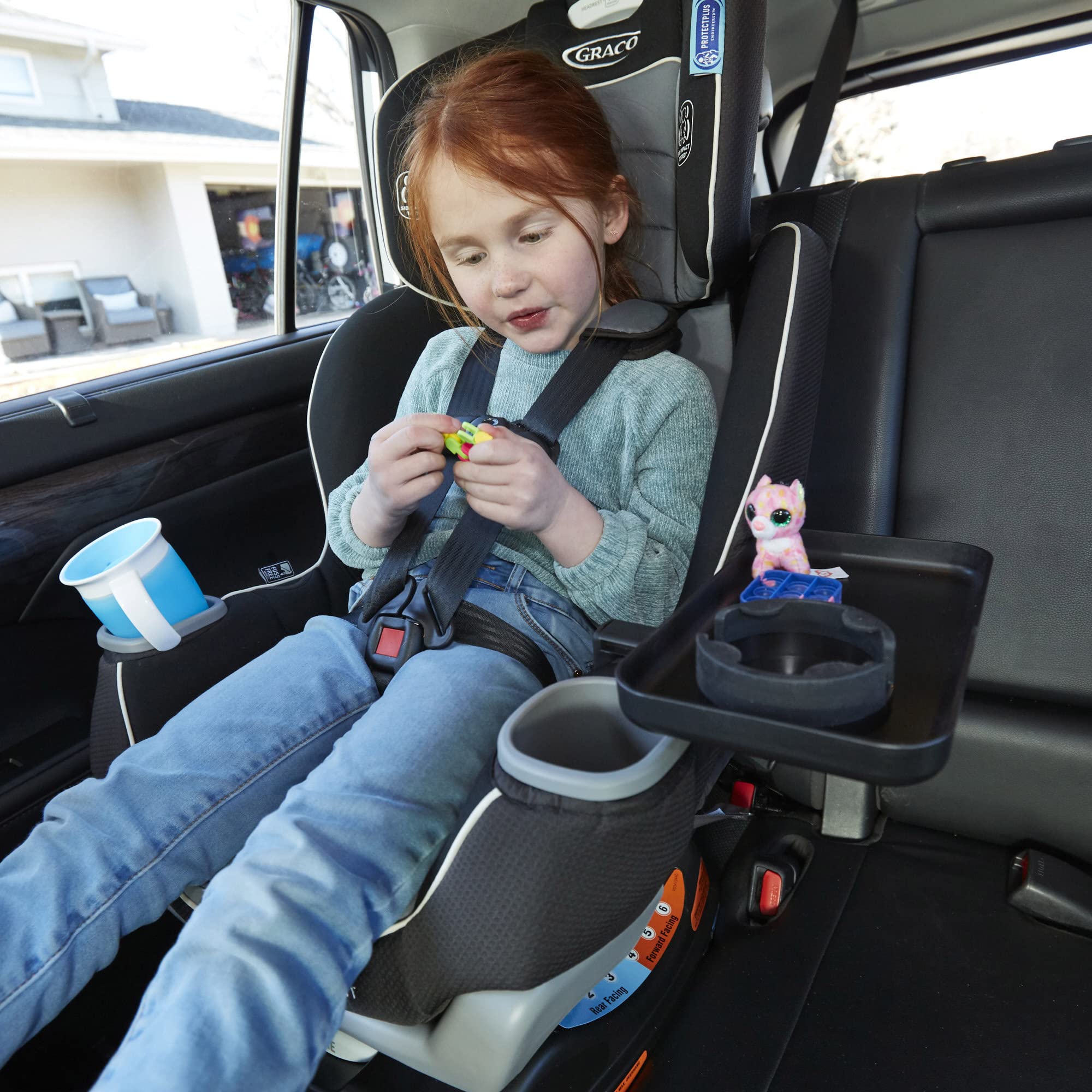 Adjustable Travel Tray Organizer with Universal Quick-Attach Clamps - Perfect for Car Seats, Strollers, Wagons & Armrests - Keep Snacks, Toys & Essentials Handy on Road Trips & Family Outings