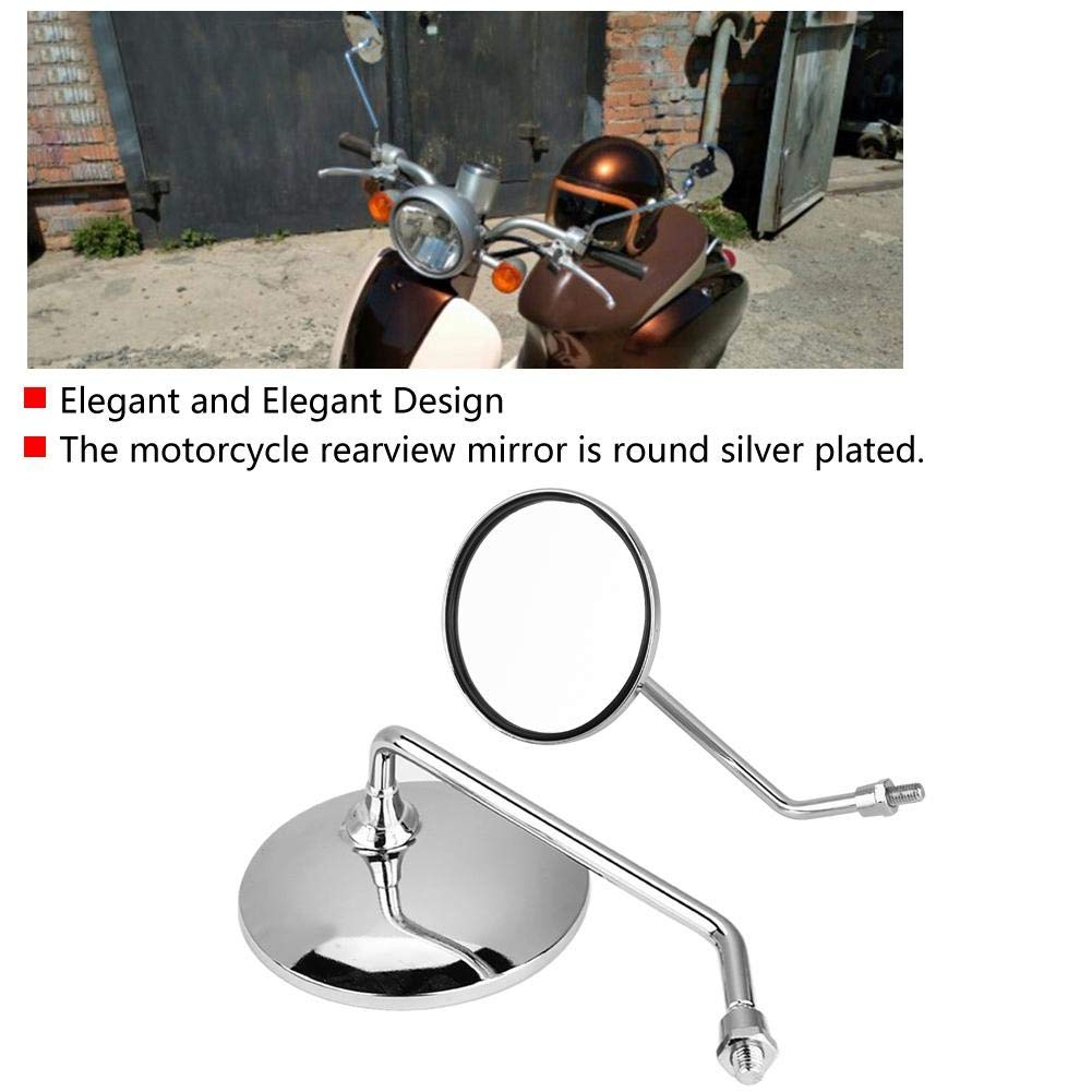 10mm Motorcycle Rear Mirrors - 2pcs Round Silver for Safe Riding
