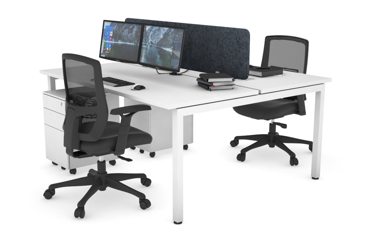 Quadro Square Legs 2 Person Office Workstation Desk [1400L x 700W] - Perfect for Collaborative Workspaces & Home Offices