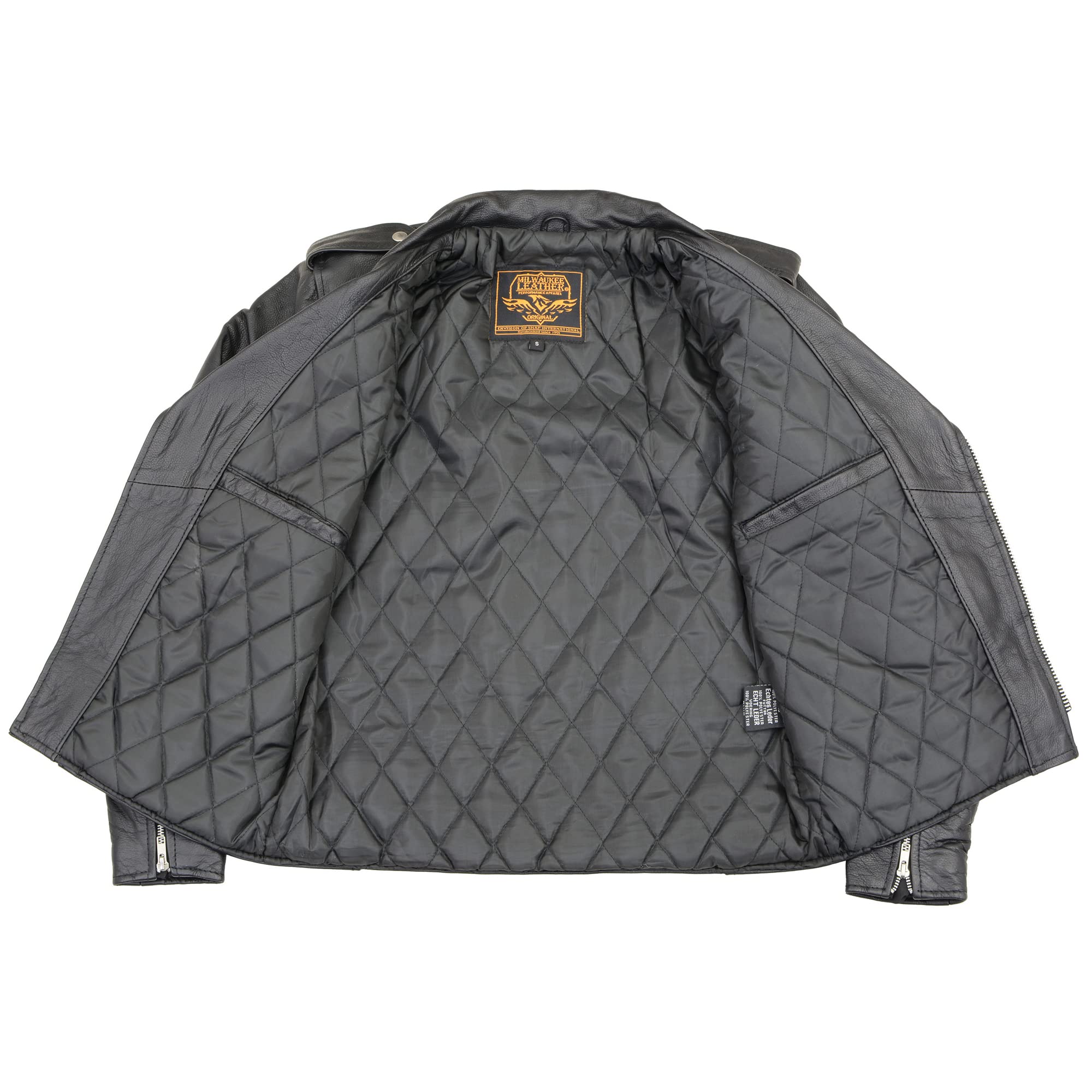 Milwaukee Leather Men's Classic Police Style Motorcycle Jacket - LKM1781 Black (Large) | Durable Biker Jacket for Riding & Outdoor Adventures