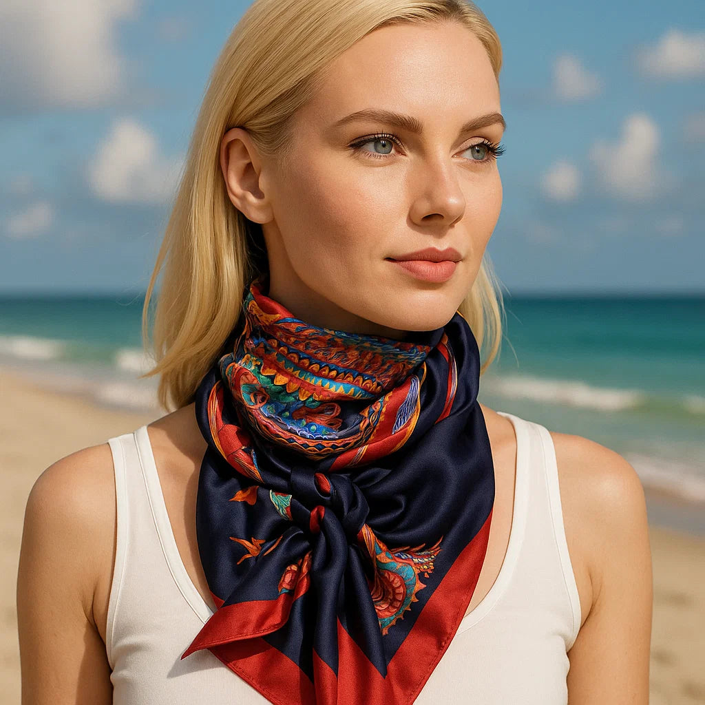 35X35 Wild Feather Print Scarf - Lightweight & Stylish Bandana for Cowboy, Cowgirl, Western Fashion - Perfect for Horse Riding, Rodeo & Outdoor Adventures