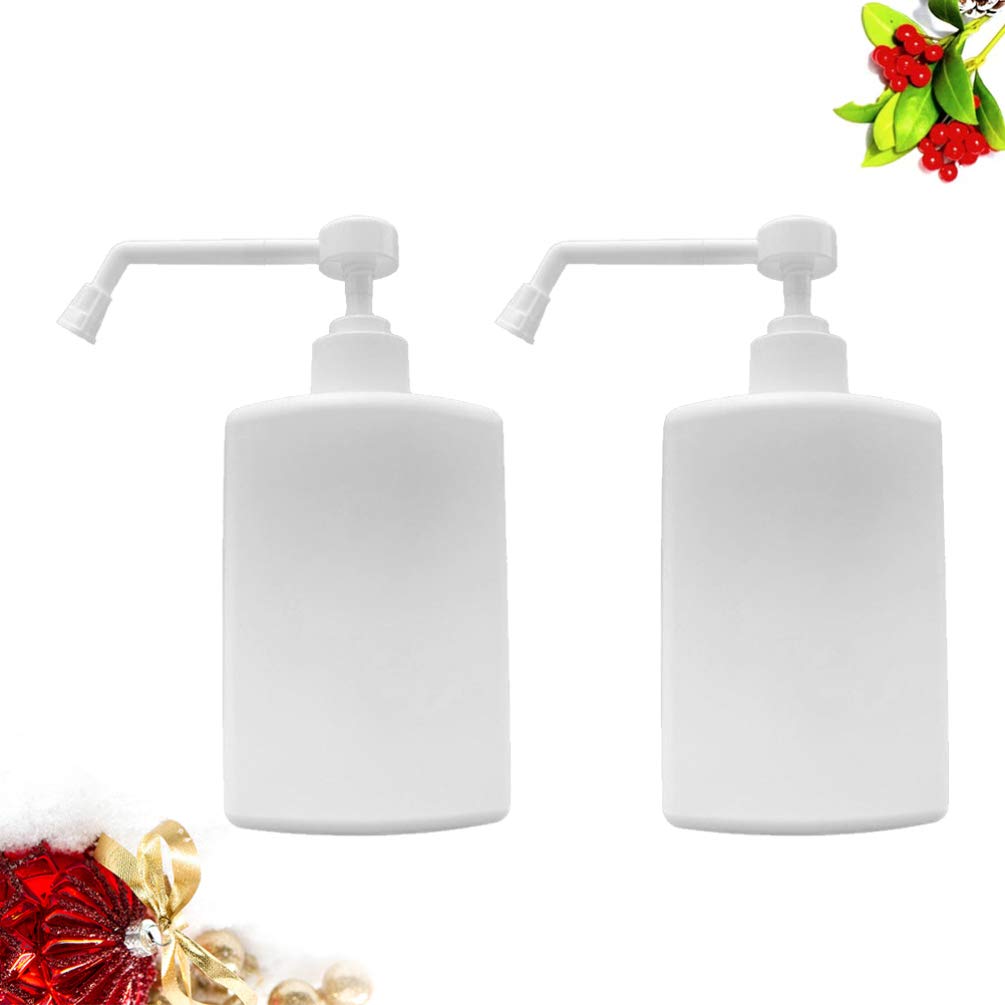 Healifty 2 Pack Long Nozzle Empty Pump Bottles with Cow Straws - Fine Mist Sprayer for Lotion, Hand Soap & Jewelry Making - White Plastic Dispenser Bottles for Home, Salon, and DIY Crafts