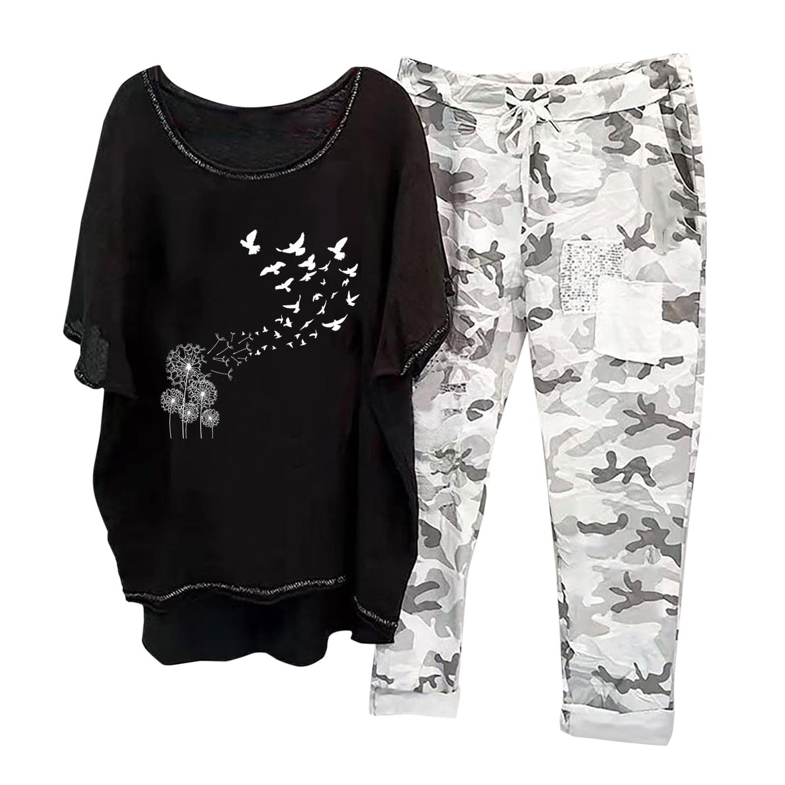 Oelaio Women's 2-Piece Lounge Set - Soft Red Sweatsuit & Black Linen Pants | Comfortable Fall & Summer Outfits for Plus Size | Perfect for Home Relaxation, Yoga, and Casual Holiday Wear