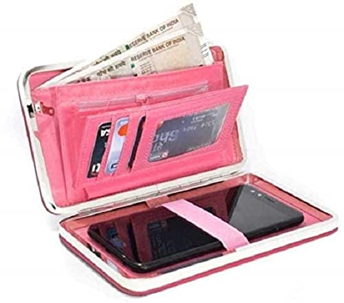 JUBLYN Women's PU Leather Flower Design Wallet with Card Holder & Cellphone Pocket - Stylish Money Bag Clutch Purse for Women (Dark Blue) | Perfect for Parties, Dating, and Everyday Use