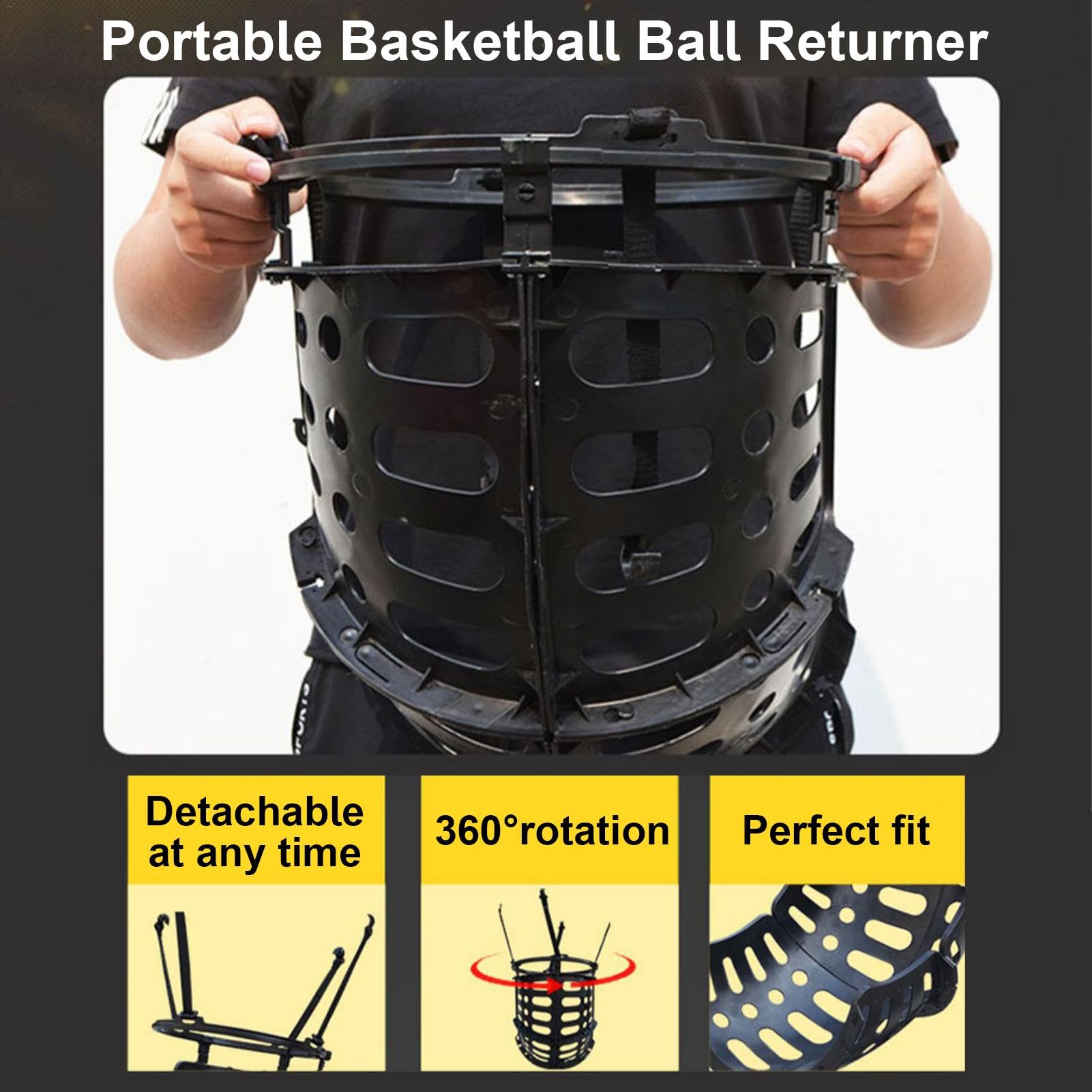 Basketball Hoop Return Attachment - Ball Return System & Rebound Net for Basketball Hoops | Perfect for Home Court, Driveway, and Backyard Basketball Practice | Improves Shooting Accuracy & Saves Time Retrieving Balls
