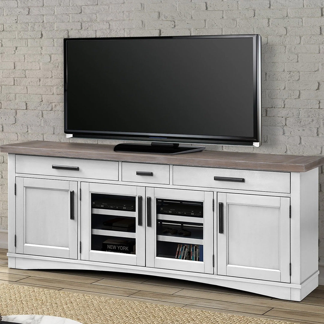 Modern Roots TV Stand with Storage - Rustic Wood Entertainment Center for Living Room - Perfect for TVs up to 65