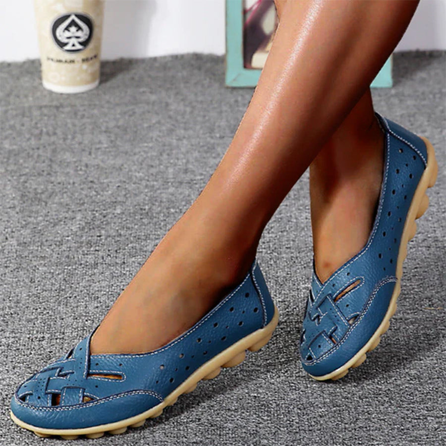 Comfortable Hollow Loafers for Women - Breathable Tendon Sole Slip-On Shoes for Casual Wear, Office & Walking