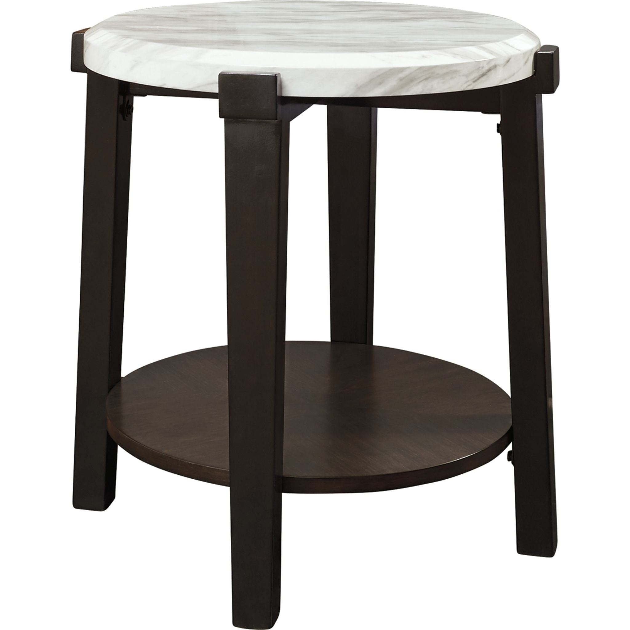 Ashfair End Table - Dark Brown & White Nightstand for Living Room, Bedroom - Small Side Table with Storage Shelf for Home Decor