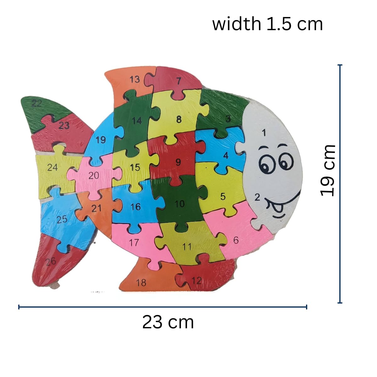HAPYDOSE Wooden 3D Fish Puzzle A-Z & 1-26 Alphabet Learning Toy with Gift Bag - Montessori Educational Toys for Toddlers Kids Preschool Boys Girls - Perfect Birthday Return Gifts & Early Childhood Development Activity