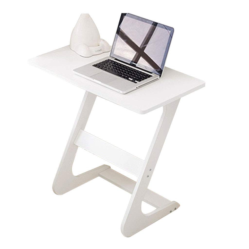 Compact Z-Shaped Folding Laptop Desk - Space-Saving White MDF Writing Table for Small Spaces | Portable Study Desk for Dorm, Bedroom, Sofa & Overbed Use | Perfect for Remote Work, Online Classes & Home Office Setup