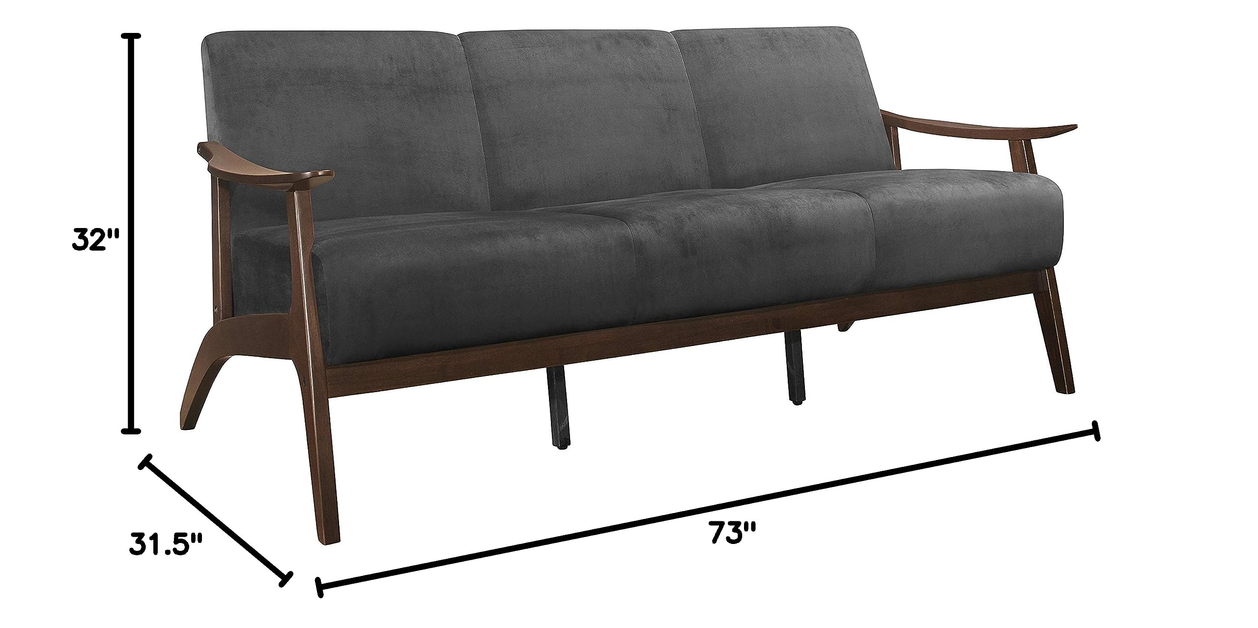 Lexicon Tenley Modern Living Room Sofa - Dark Gray Upholstered Couch for Small Spaces, Comfortable Sectional Sofa for Apartments & Home Decor