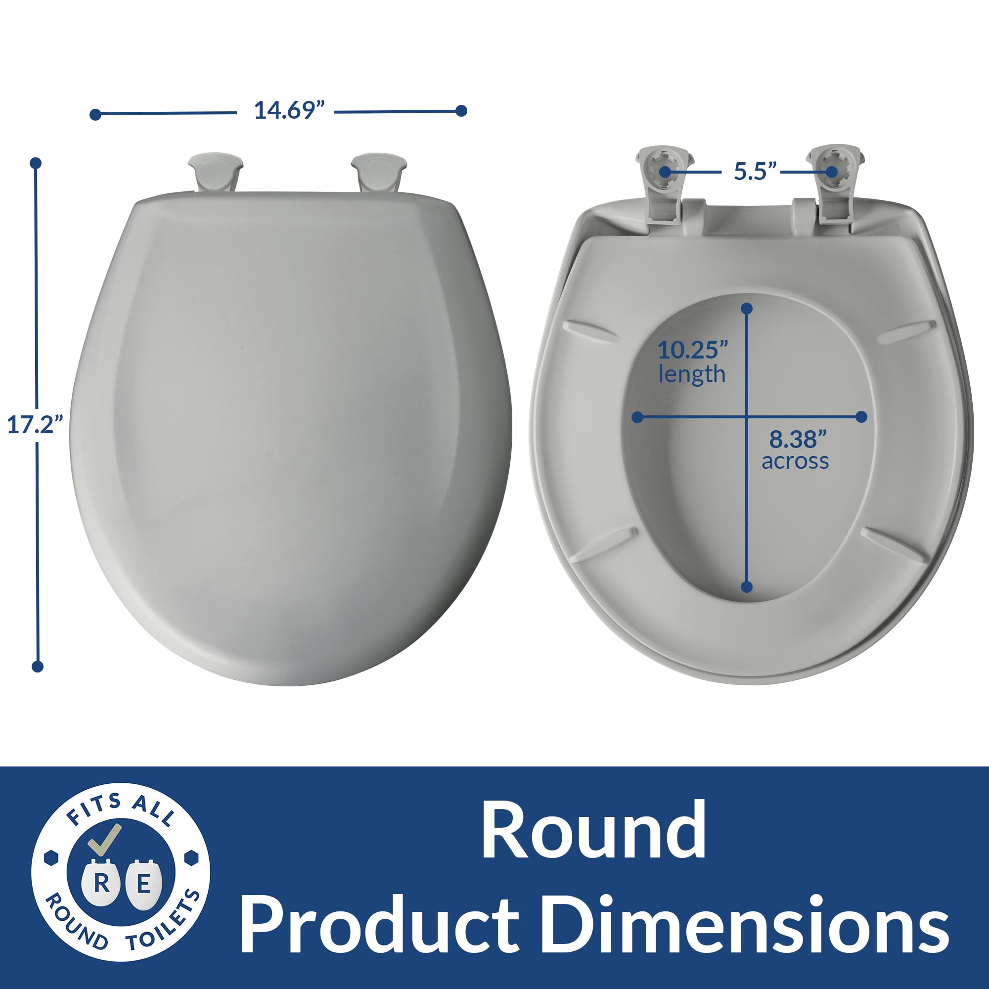 Bemis Classic Colors Slow Close Toilet Seat - Easy Clean Hinges & Durable Plastic Round Toilet Seat in Loganberry | Perfect for Bathroom Upgrade & Home Renovation Projects