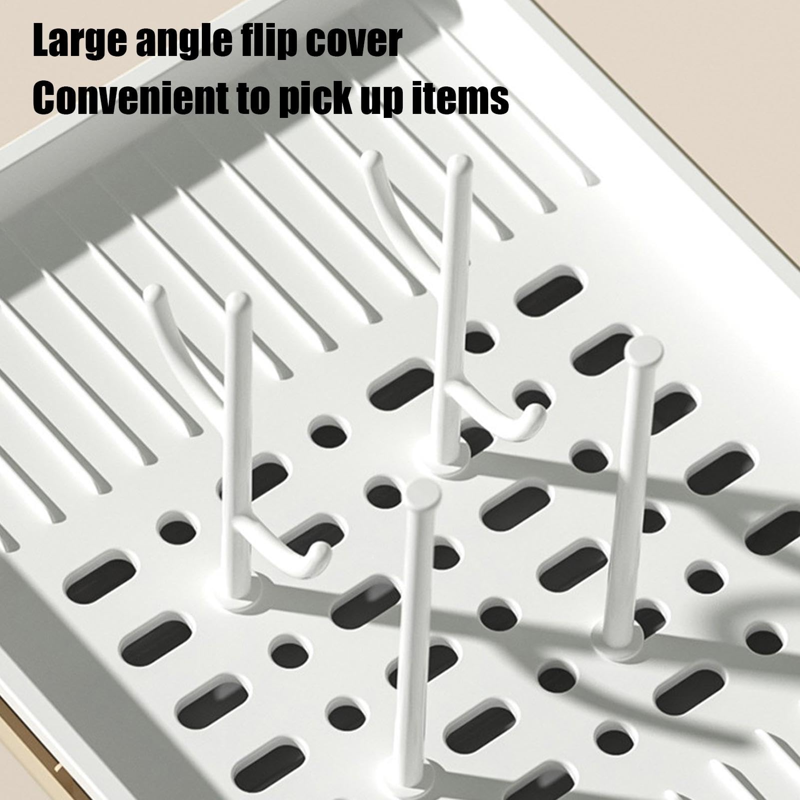 Dustproof Baby Bottle Drying Rack with Lid & Removable Drain Tray - Portable Baby Bottle Organizer Storage Case for Kitchen Cabinet - Perfect for Nursery, Travel & Breast Pump Parts Drying