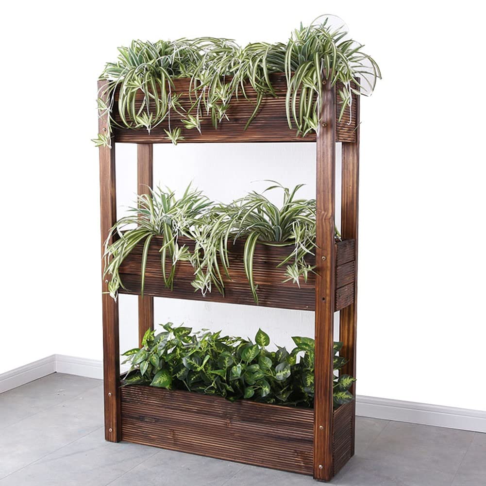 Vertical Raised Garden Bed - 3-Tier Elevated Planter Box for Vegetables, Strawberries & Flowers | Freestanding Herb Garden Container (80x25x170cm, Brown) | Perfect for Patio, Balcony & Small Space Gardening