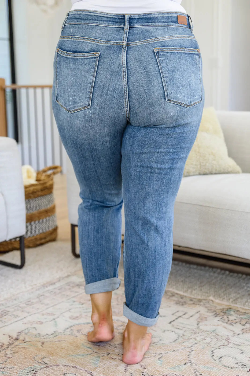 Corey Hi Rise Bleach Splash Boyfriend Jeans for Women - Distressed Denim Pants with Comfortable Fit - Perfect for Casual Outings, Street Style & Everyday Wear