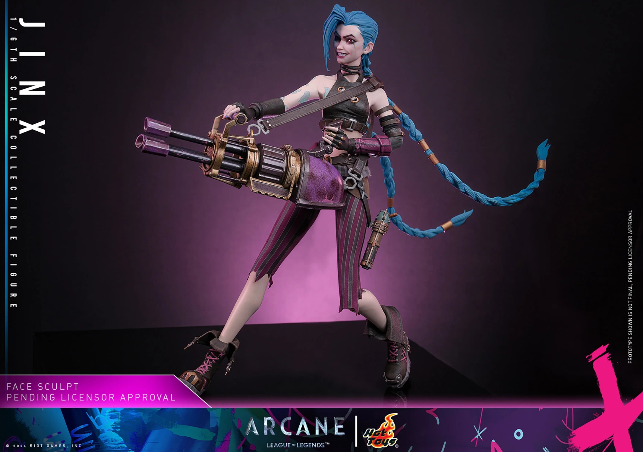 Hot Toys TMS137 LOL Arcane Jinx 1/6 Scale Collectible Action Figure - Perfect for Display, Cosplay Inspiration, and League of Legends Fans
