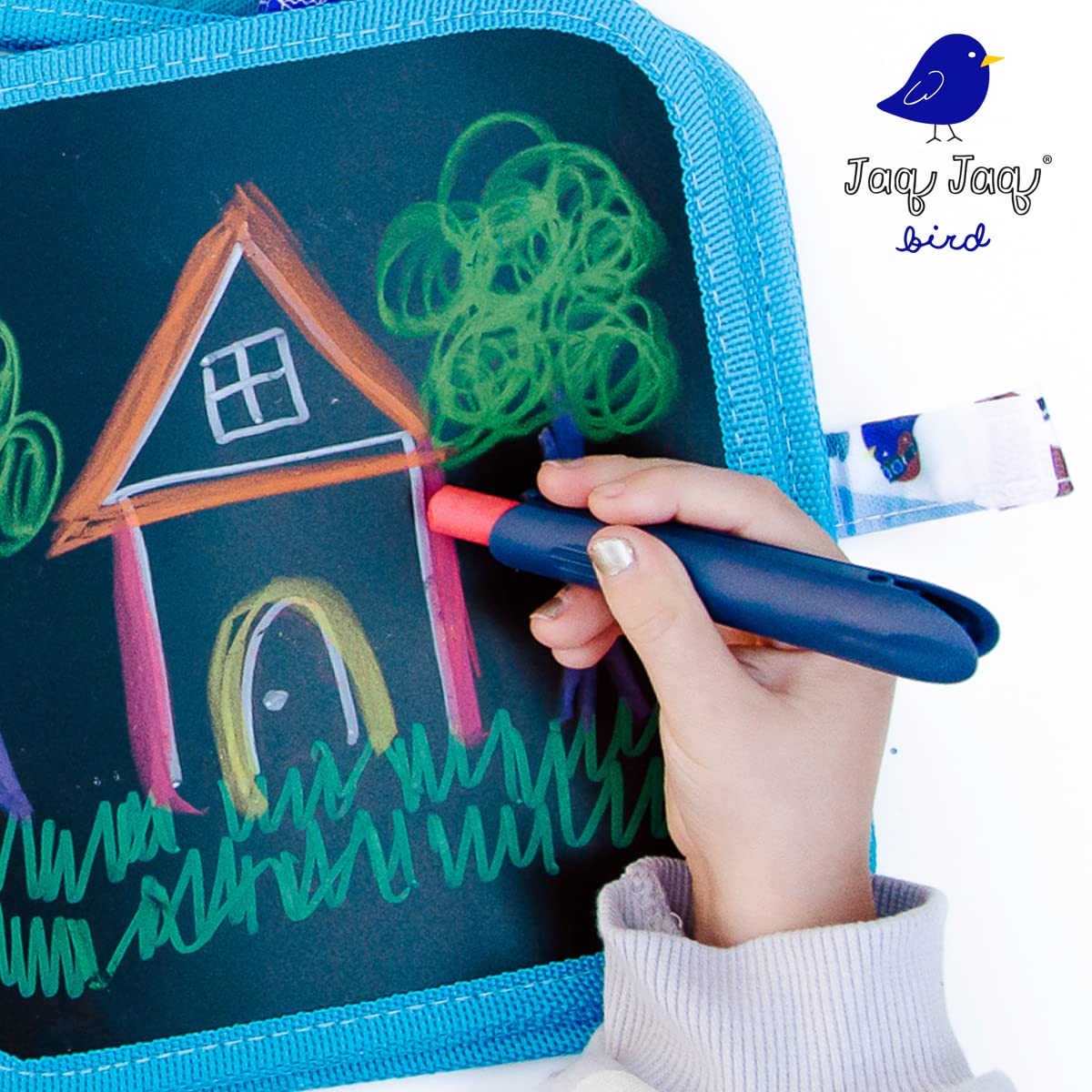 Jaq Jaq Bird ButterStix Chalk Holder - Dustless Chalk Stick Clip for Kids & Toddlers - Fine Motor Skills Development Toy - Perfect for Classroom, Home & Outdoor Play