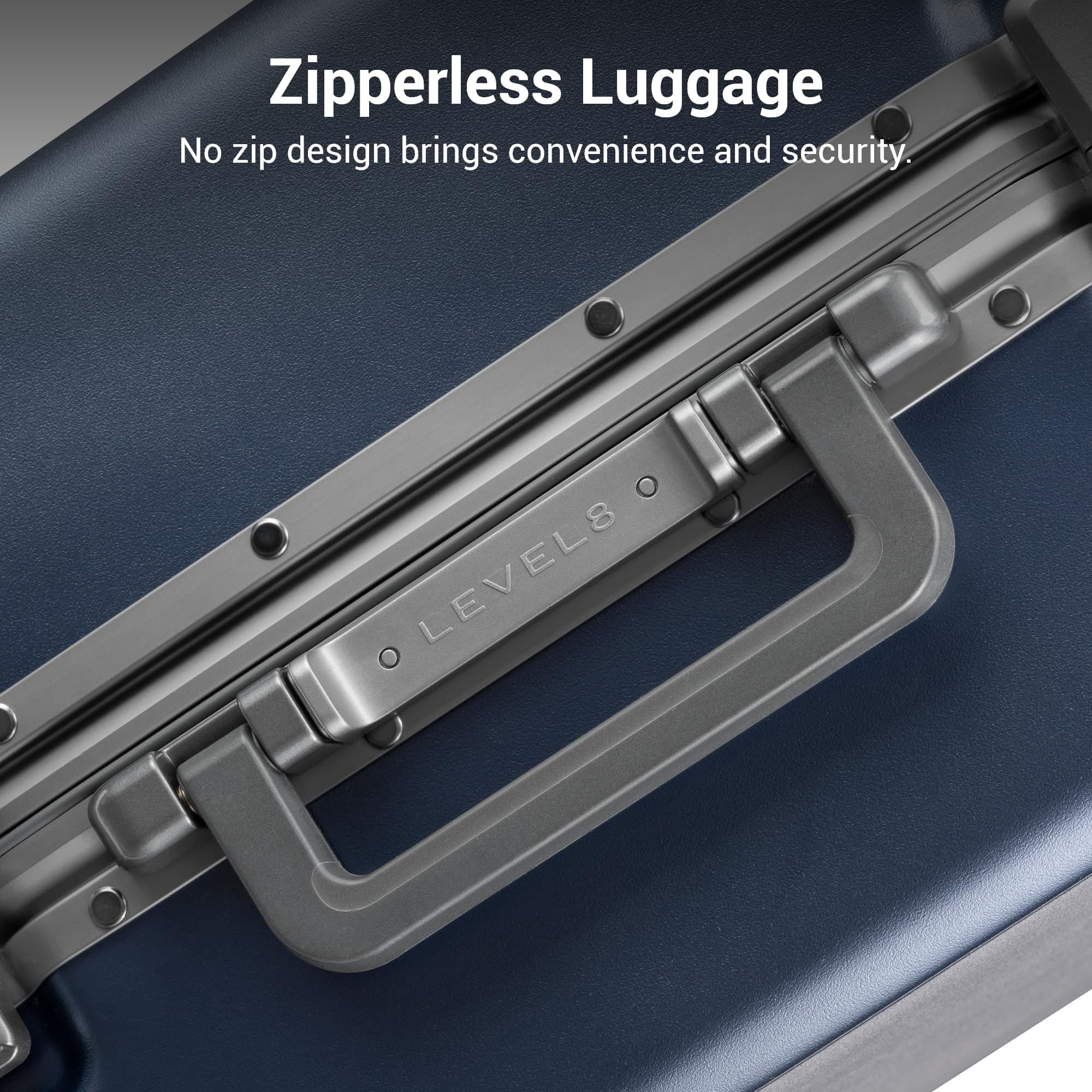 **LEVEL8 20 Inch Carry On Luggage - Airline Approved Lightweight Hard Shell Spinner Suitcase with Aluminum Frame, Zipperless Design & Double TSA Locks (Blue) - Perfect for Business Travel & Weekend Getaways**