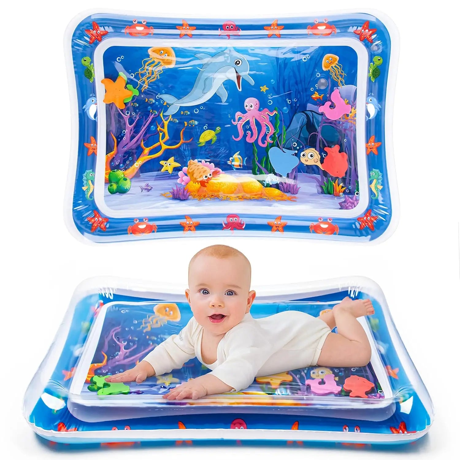 AquaAdventure Waterproof Baby Tummy Time Mat - Soft Play Mat for Infants & Newborns - Sensory Development Activity Gym for Crawling & Learning - Perfect for Nursery, Daycare & Home Playtime