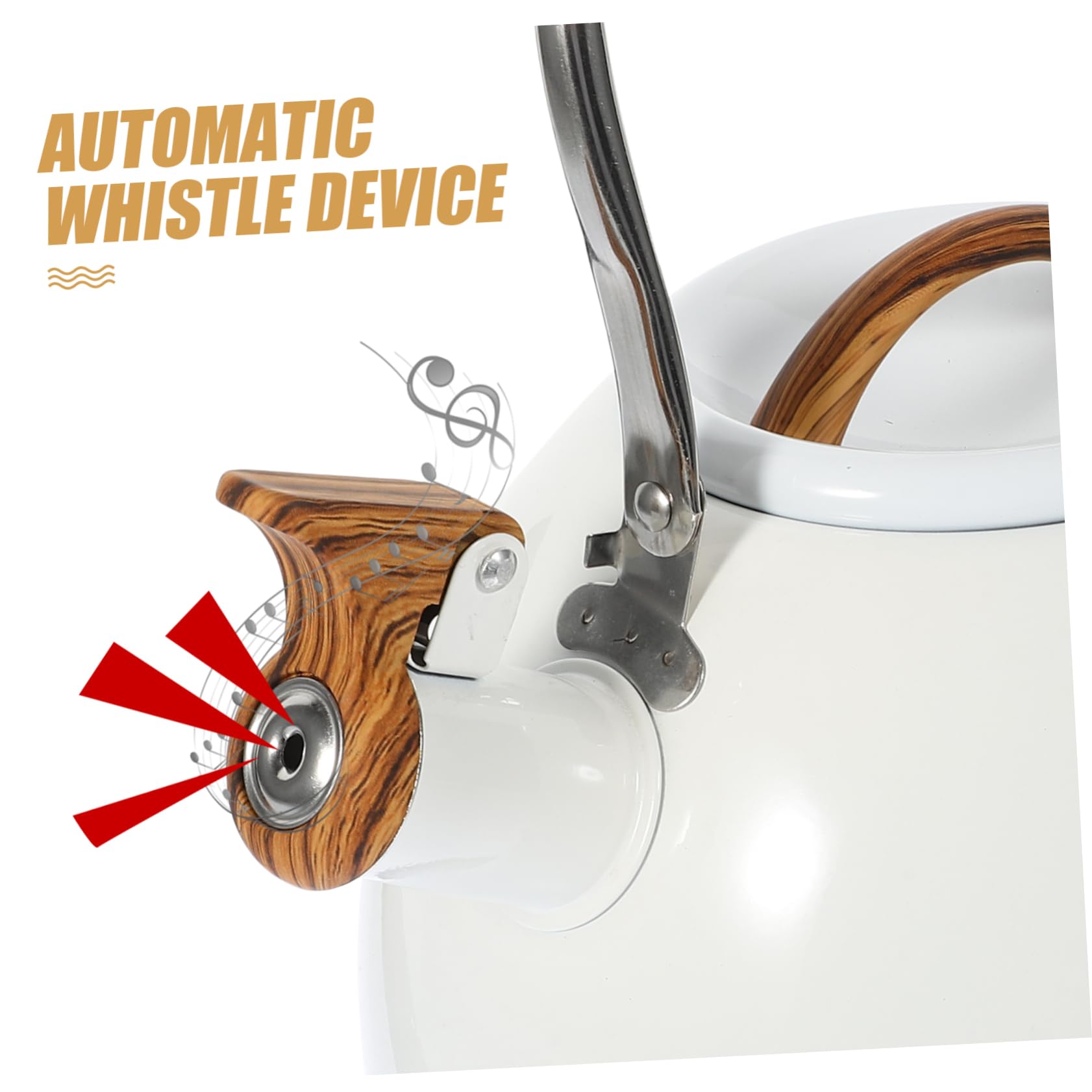 Premium 3L Stainless Steel Whistling Tea Kettle for Gas Stovetop - White Classic Design with Ergonomic Handle - Perfect for Home, Office & Camping Tea Brewing