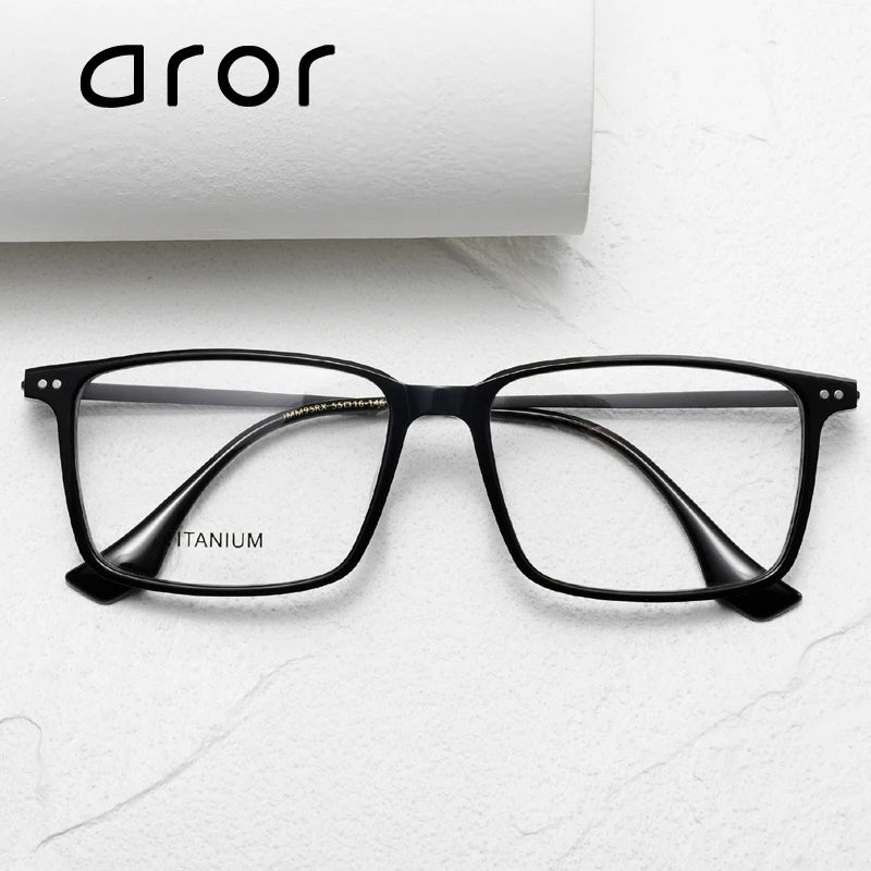 Aror Unisex Full Rim Square Acetate Titanium Eyeglasses 842195 - Lightweight Durable Glasses for Men & Women - Perfect for Reading, Work, and Everyday Fashion