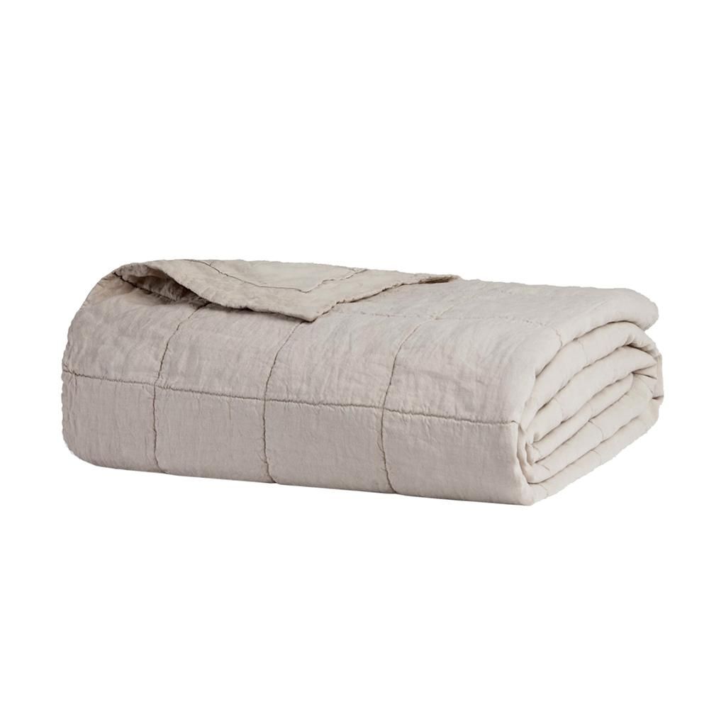 Bambury French Flax Linen PEBBLE Quilted Coverlet - Lightweight Bedspread for All Seasons | Perfect for Guest Rooms, Master Bedrooms & Cozy Home Decor