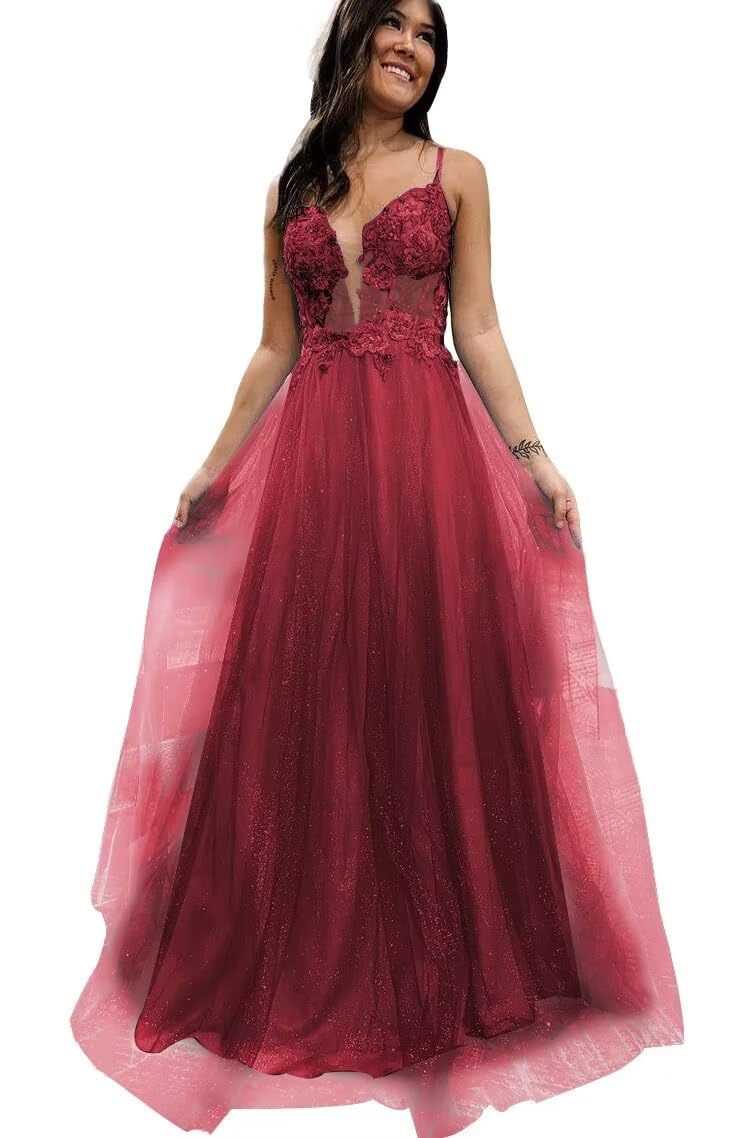 Elegant A-Line Prom Dresses for Women - Long Tulle Formal Evening Gown with Flowy Skirt | Perfect for Homecoming, Prom Night, Wedding & Special Occasions