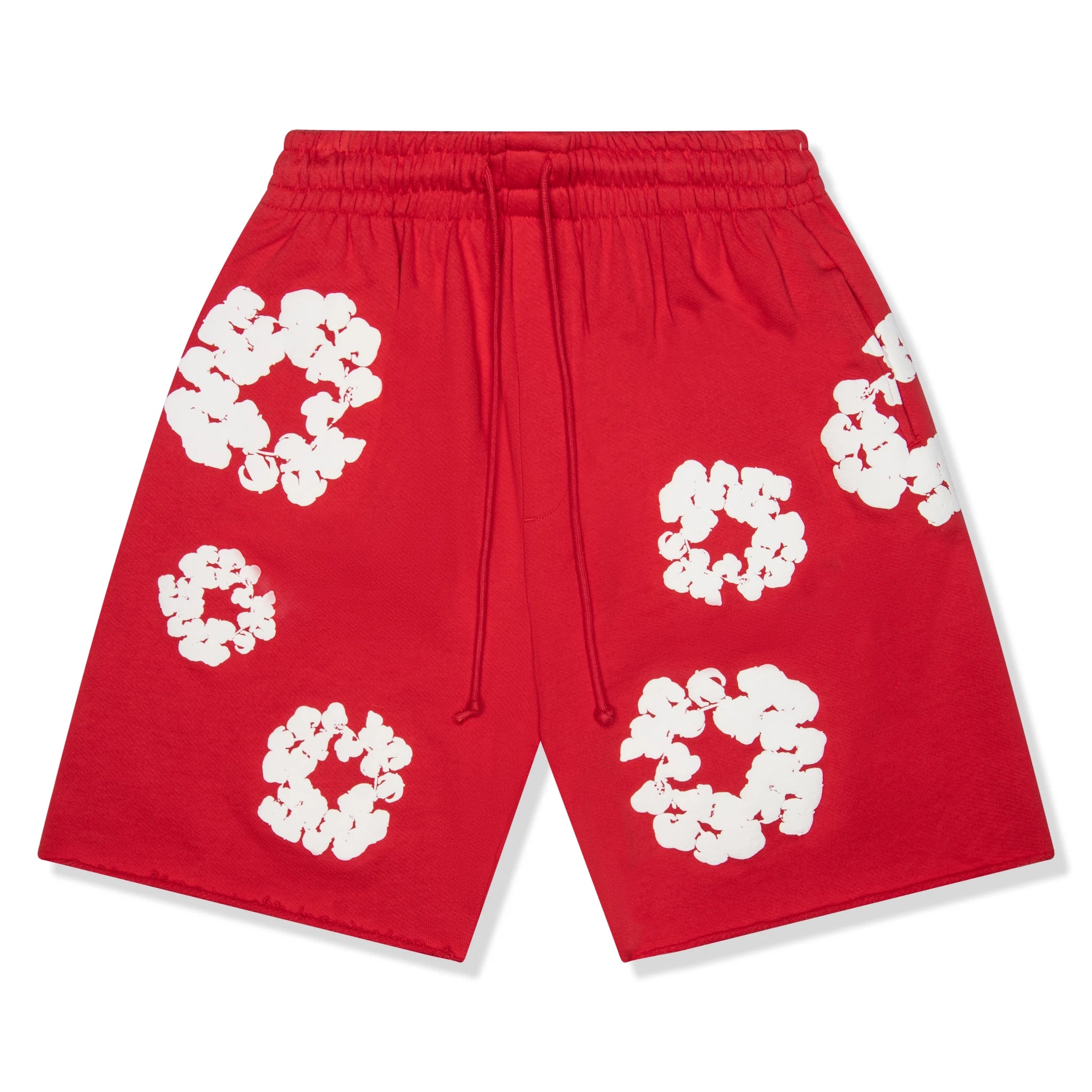 Denim Tears Cotton Wreath Red Denim Shorts for Men - Casual Summer Streetwear Shorts for Outfits & Beach Wear