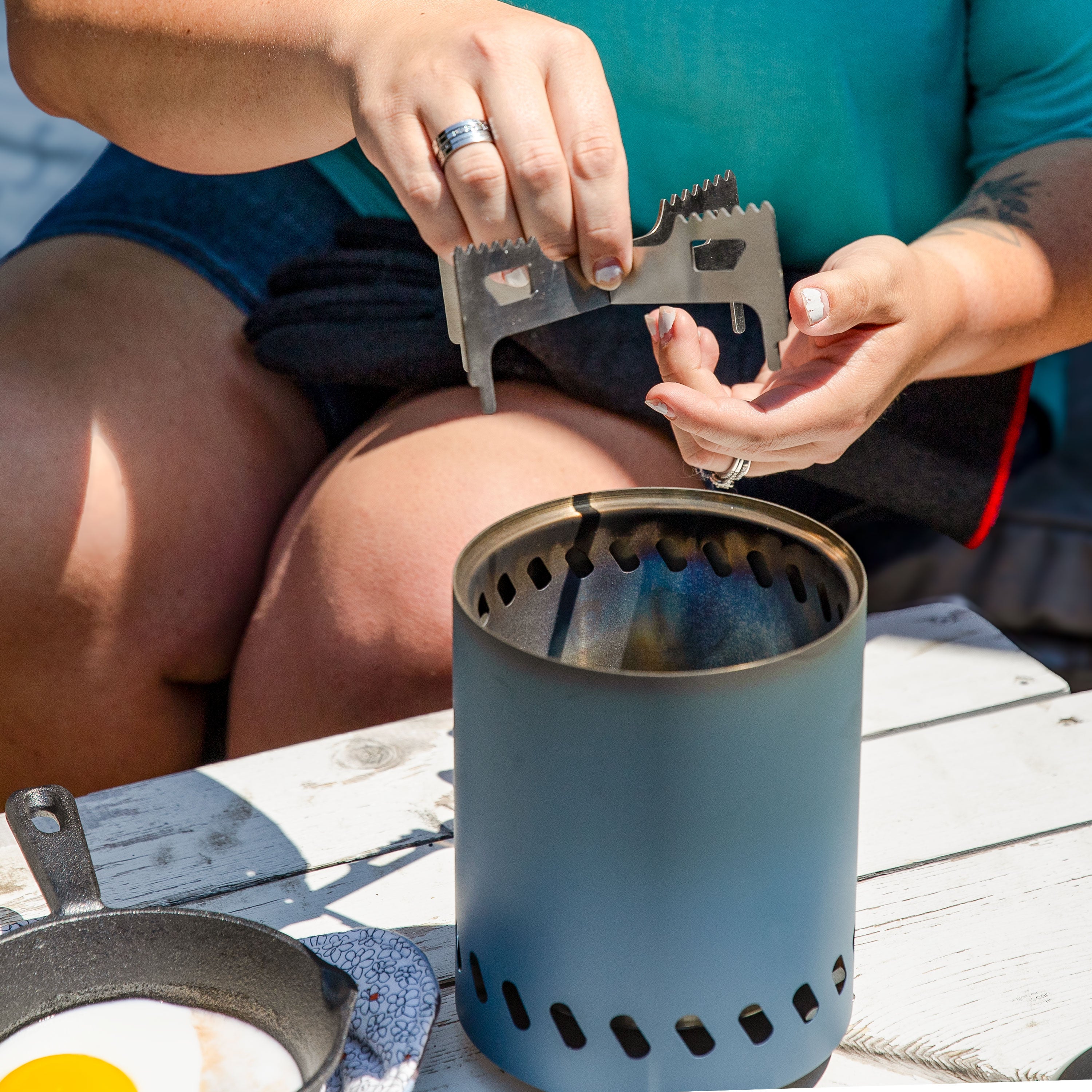Premium Sunnydaze 3-Piece Stainless Steel Smokeless Fire Pit Accessory Set - 5.5 Inch Tools for Outdoor Camping, Backyard, Patio & Fireplace Use