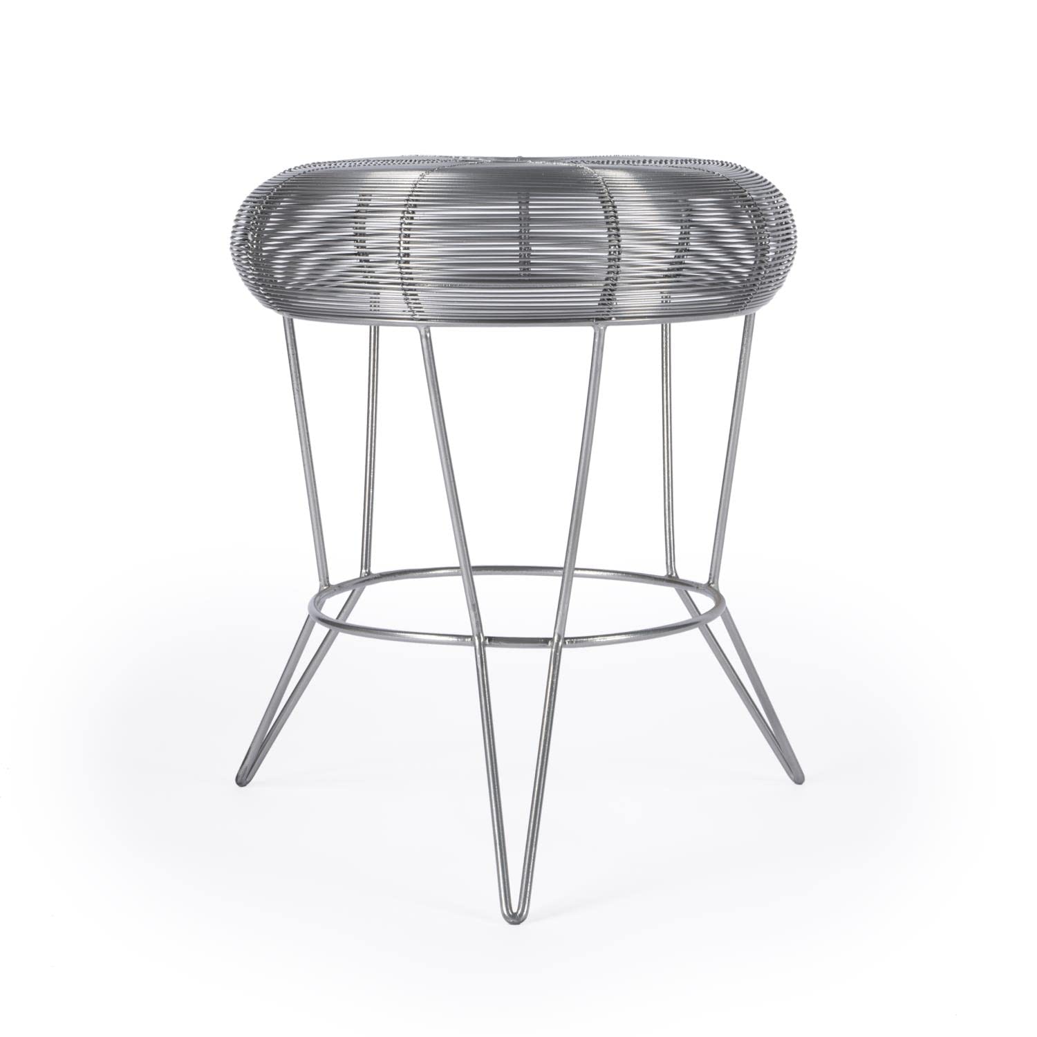 Butler Specialty Allen Dark Silver Wrought Iron Accent Table - Elegant Side Table for Living Room, Bedroom, or Office Decor