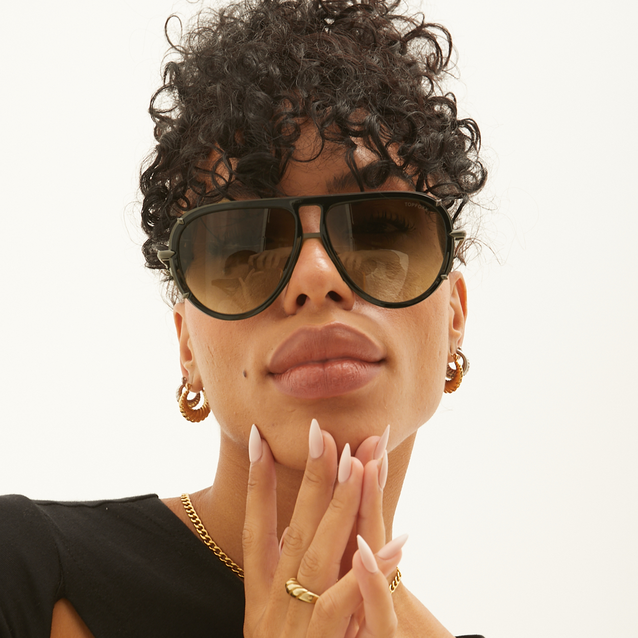 Ivy Luxe Olive Round Aviator Sunglasses - Tangle-Free, Polarized, UV Protection - Perfect for Driving, Beach, and Outdoor Activities