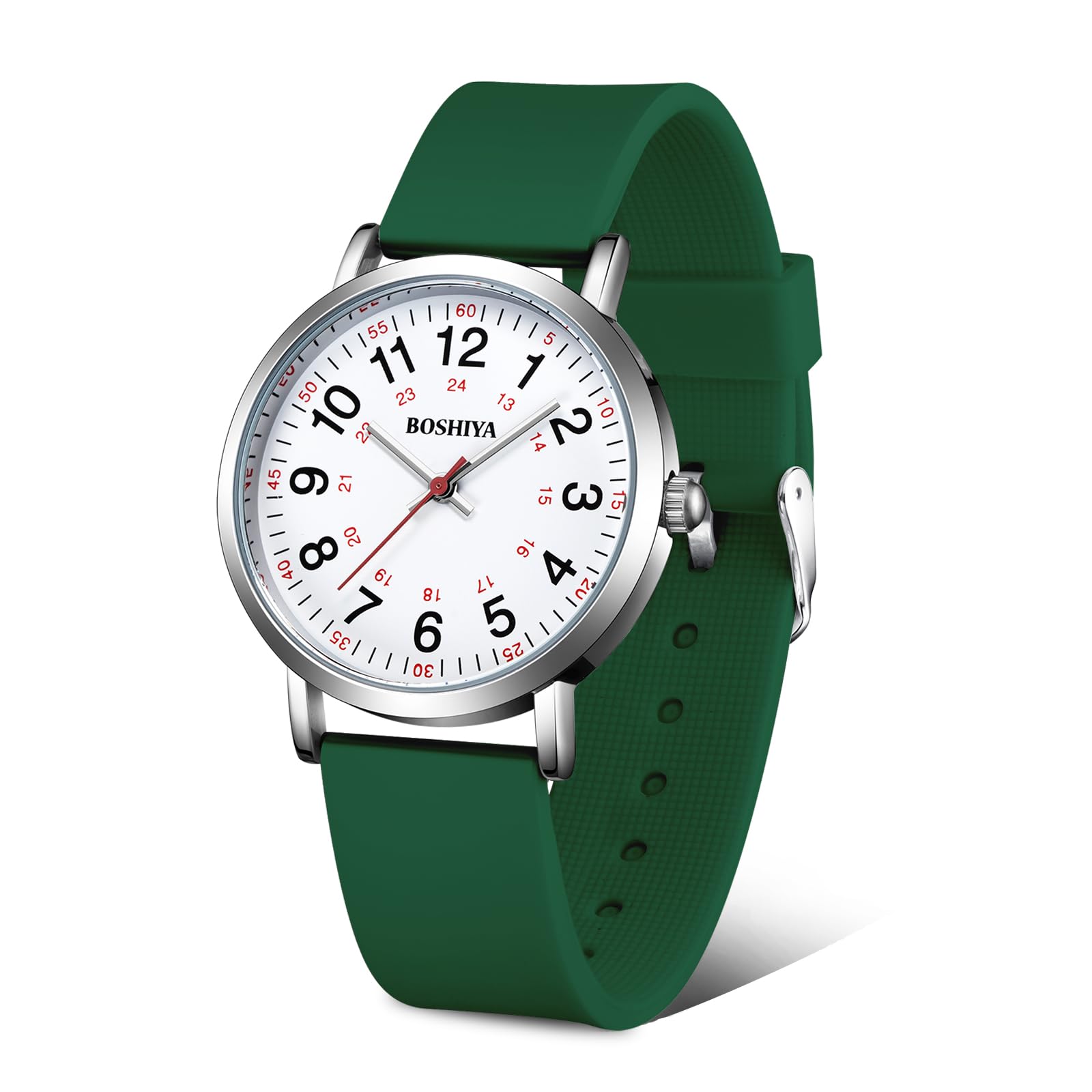BOSHIYA Nurse Watch with Second Hand - Waterproof Medical Watch for Nurses & Students - 12/24H Display for Hospital Shifts