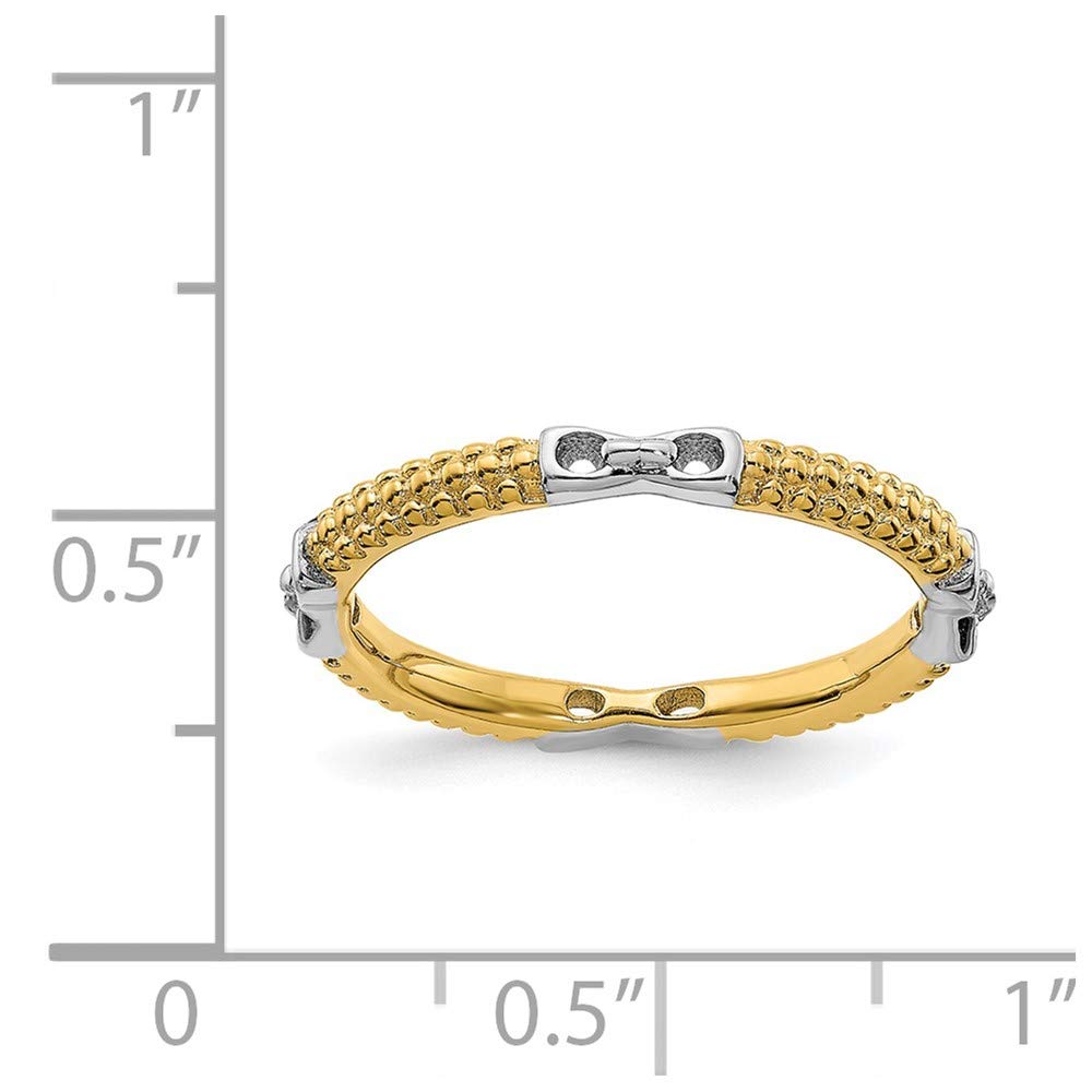 The Black Bow 2mm Sterling Silver & 14k Yellow Gold Plated Stackable Band - Perfect for Everyday Wear, Gift Giving, and Layering Jewelry