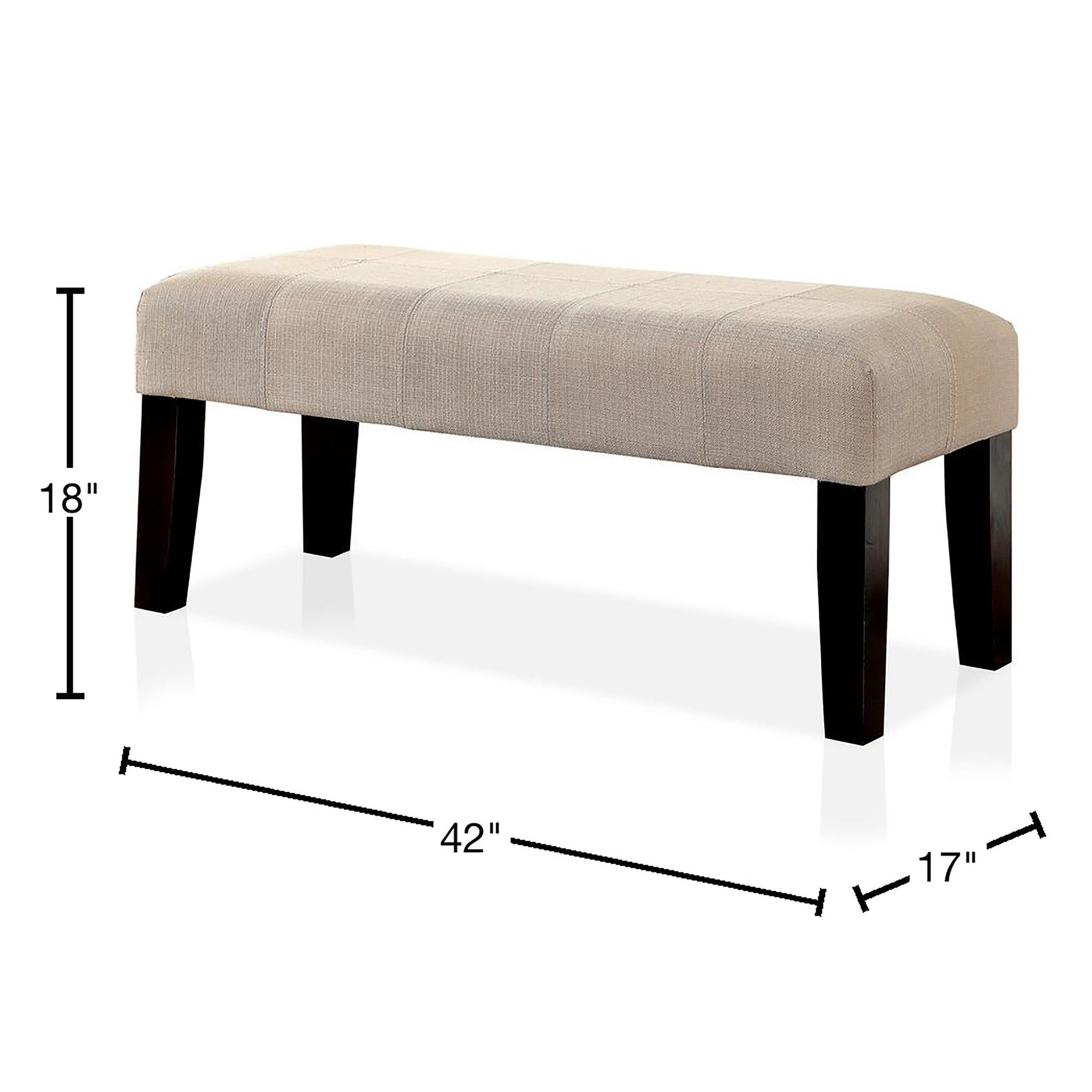Brandie Upholstered Accent Bench in Ivory by Furniture of America - Perfect for Entryway, Bedroom or Living Room Seating