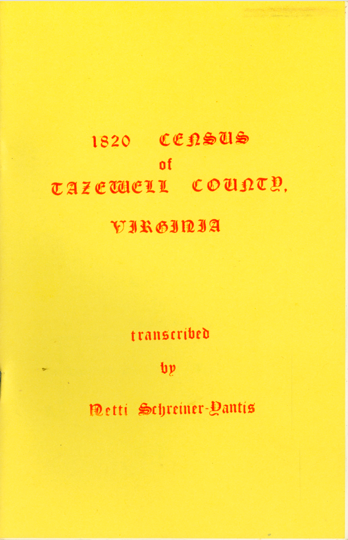 1820 Tazewell County Virginia Census Records - Historical Genealogy Research & Family History Documents for Ancestry Research, Perfect for Historians and Genealogists
