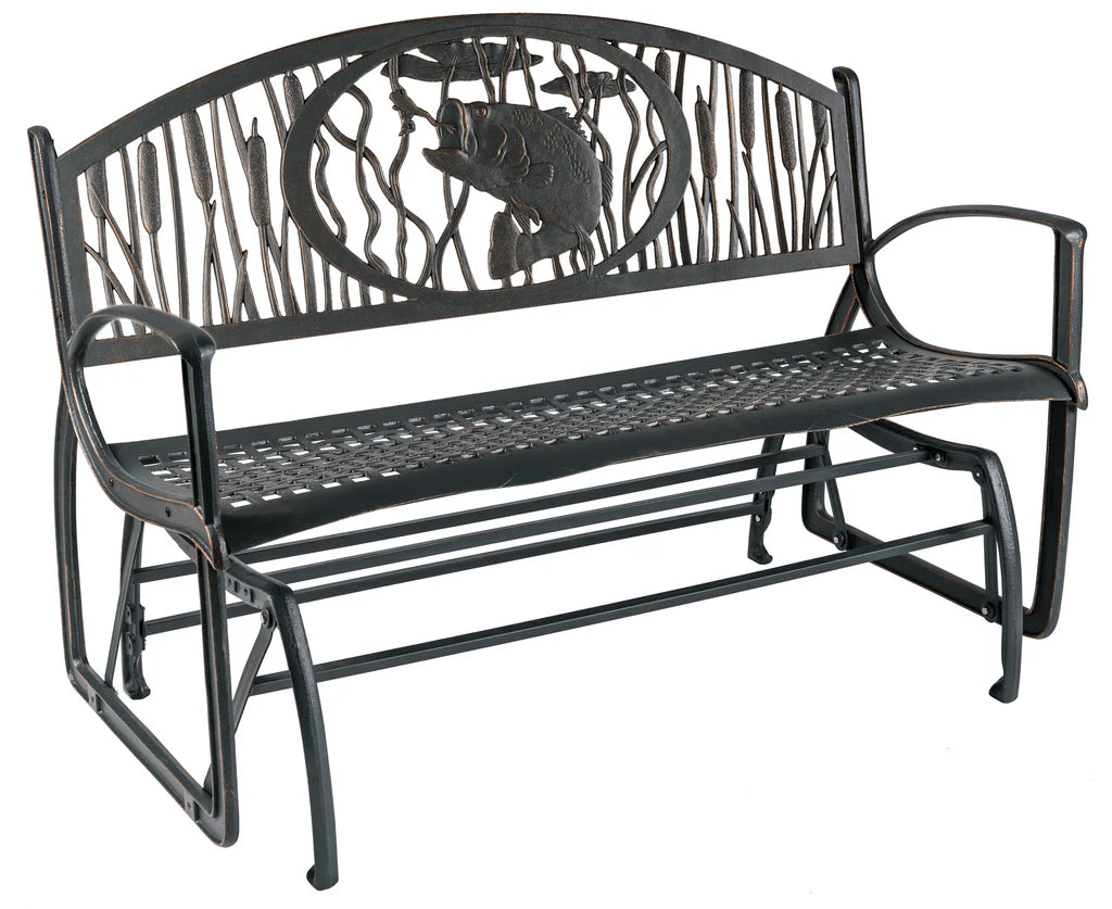 Premium Outdoor Bass Glider Bench - Heavy-Duty Rocking Garden Bench for Patio, Deck & Backyard Relaxation - Perfect for Porch Swinging, Lakeside Lounging & Outdoor Conversations