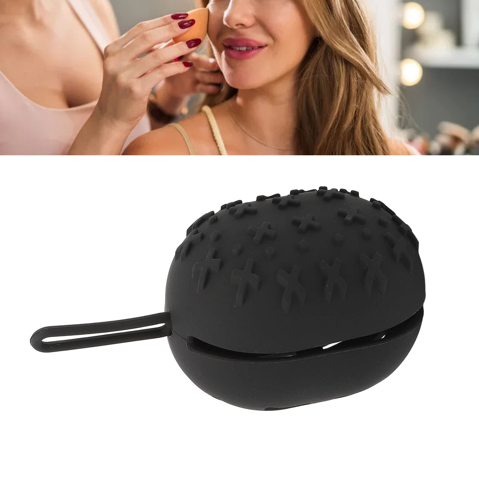 EXCLUZO Silicone Makeup Sponge Case - Breathable Blender Holder for Travel & Home Use (Black)