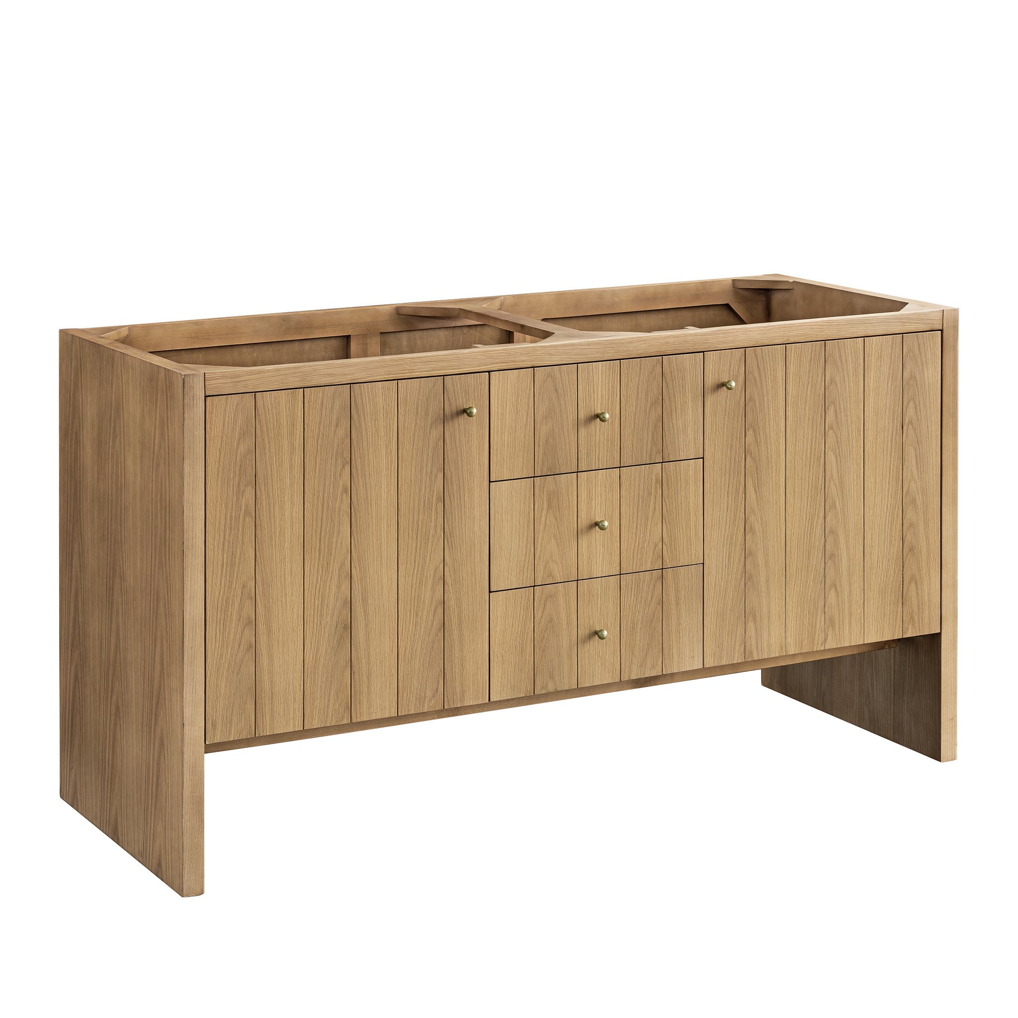 Hudson 60 Inch Double Bathroom Vanity in Light Natural Oak Finish - Perfect for Master Bathroom Renovation and Modern Home Decor