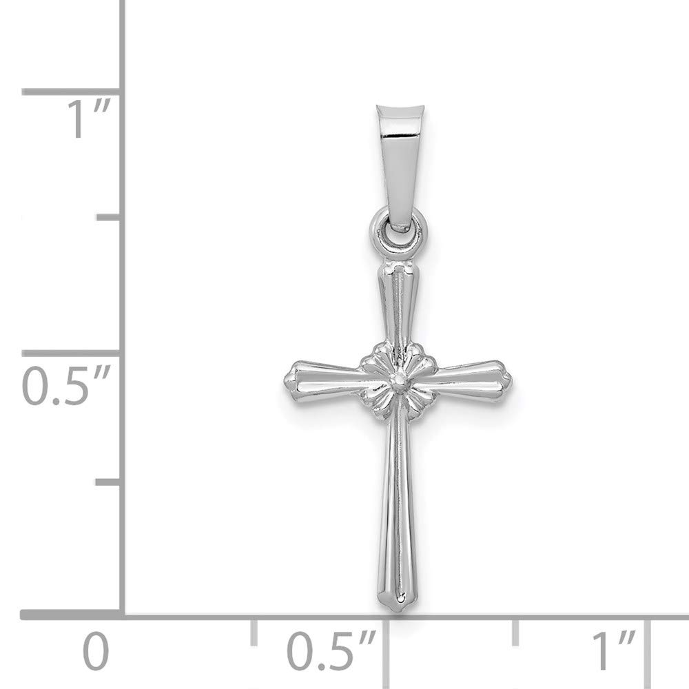 14K White Gold Polished Flower Cross Charm Pendant - 23mm x 10mm - Elegant Jewelry for Women - Perfect for Gifts, Weddings & Everyday Wear