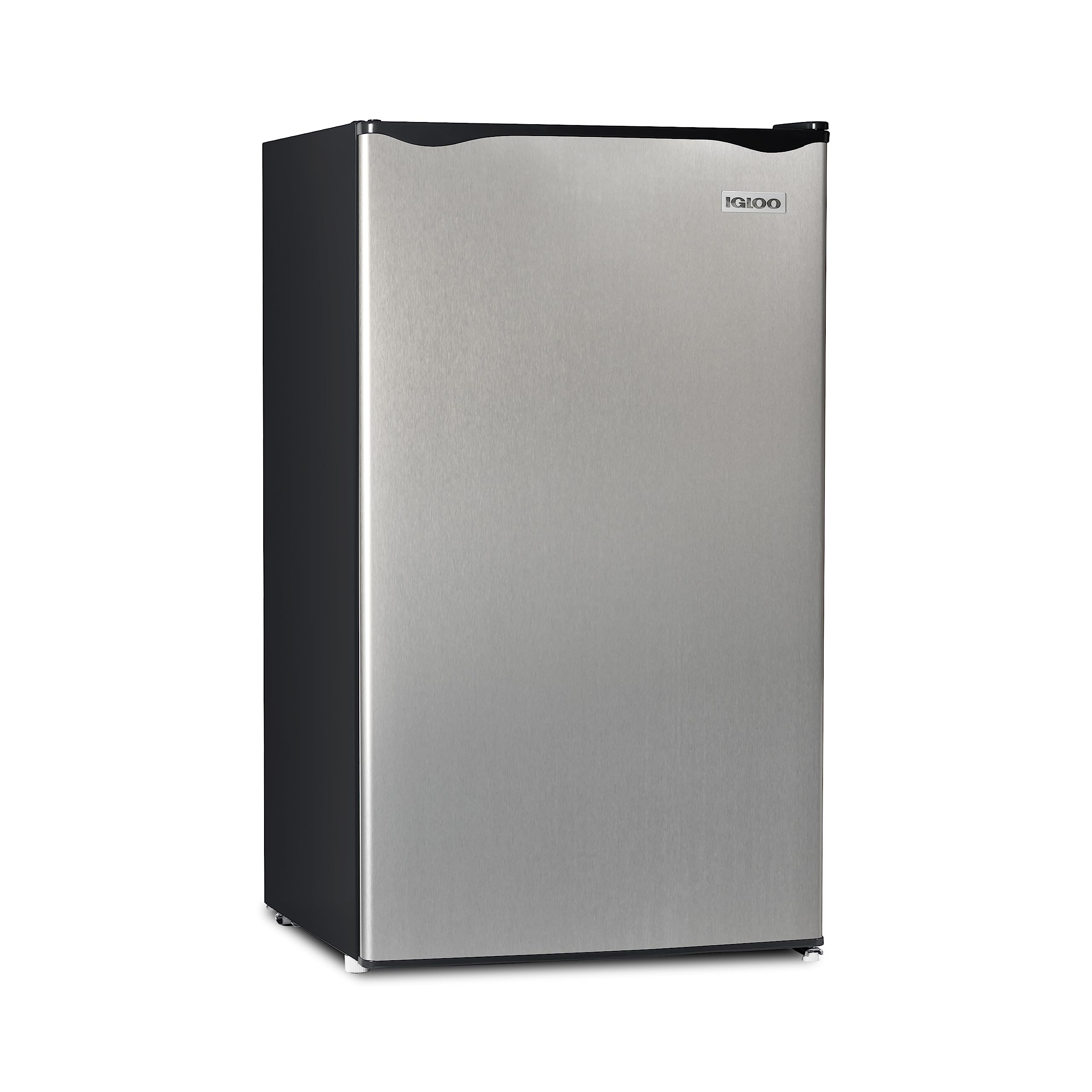 Igloo 3.2 Cu.Ft. Single Door Compact Refrigerator with Freezer - Slide Out Glass Shelf, Adjustable Thermostat - Platinum - Ideal for Small Spaces, Dorm Rooms, Offices, Bedrooms & Home Use
