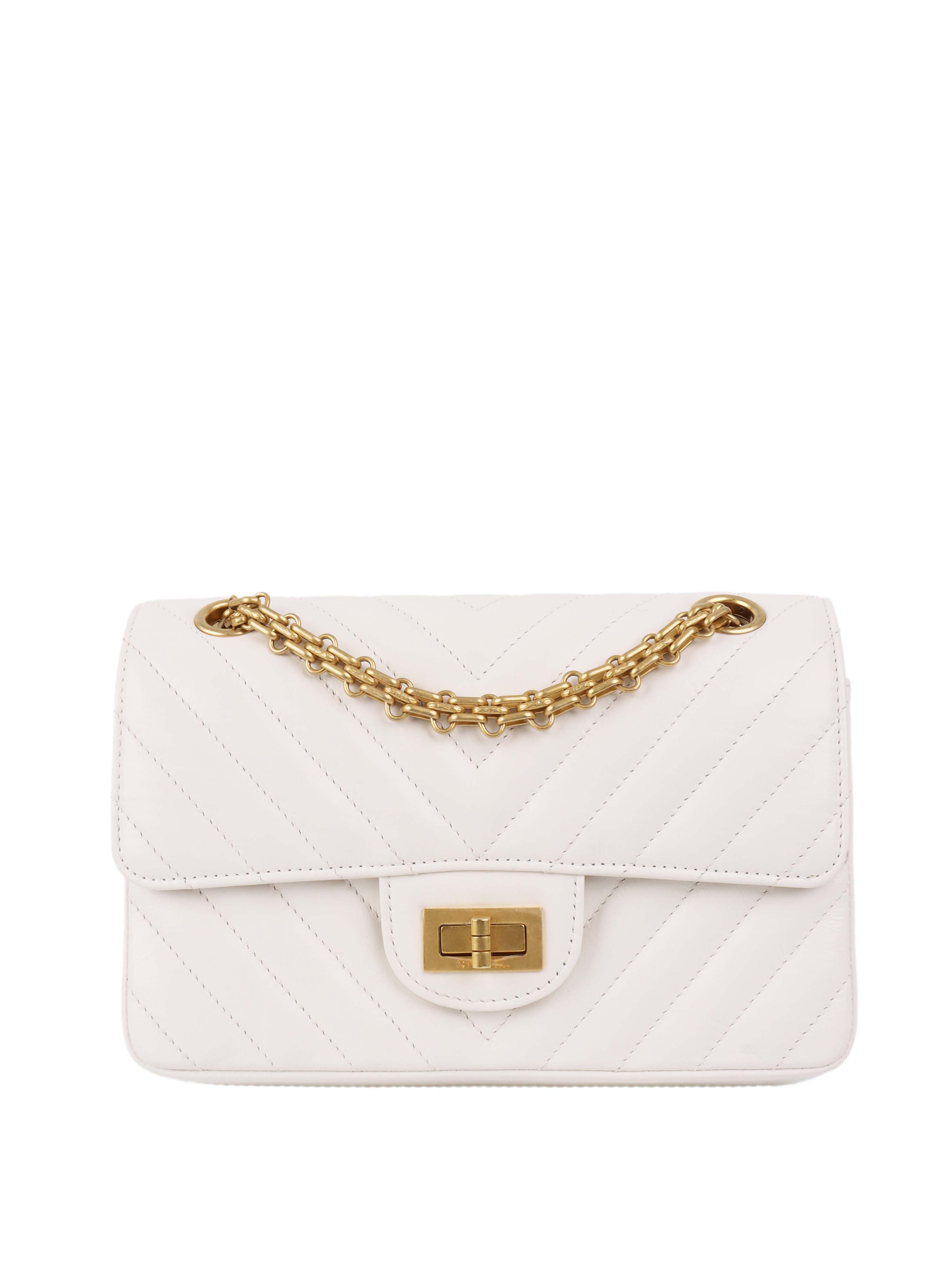Chanel Small White Chevron 2.55 Classic Flap Bag - Luxury Designer Handbag for Women, Perfect for Everyday Use & Special Occasions