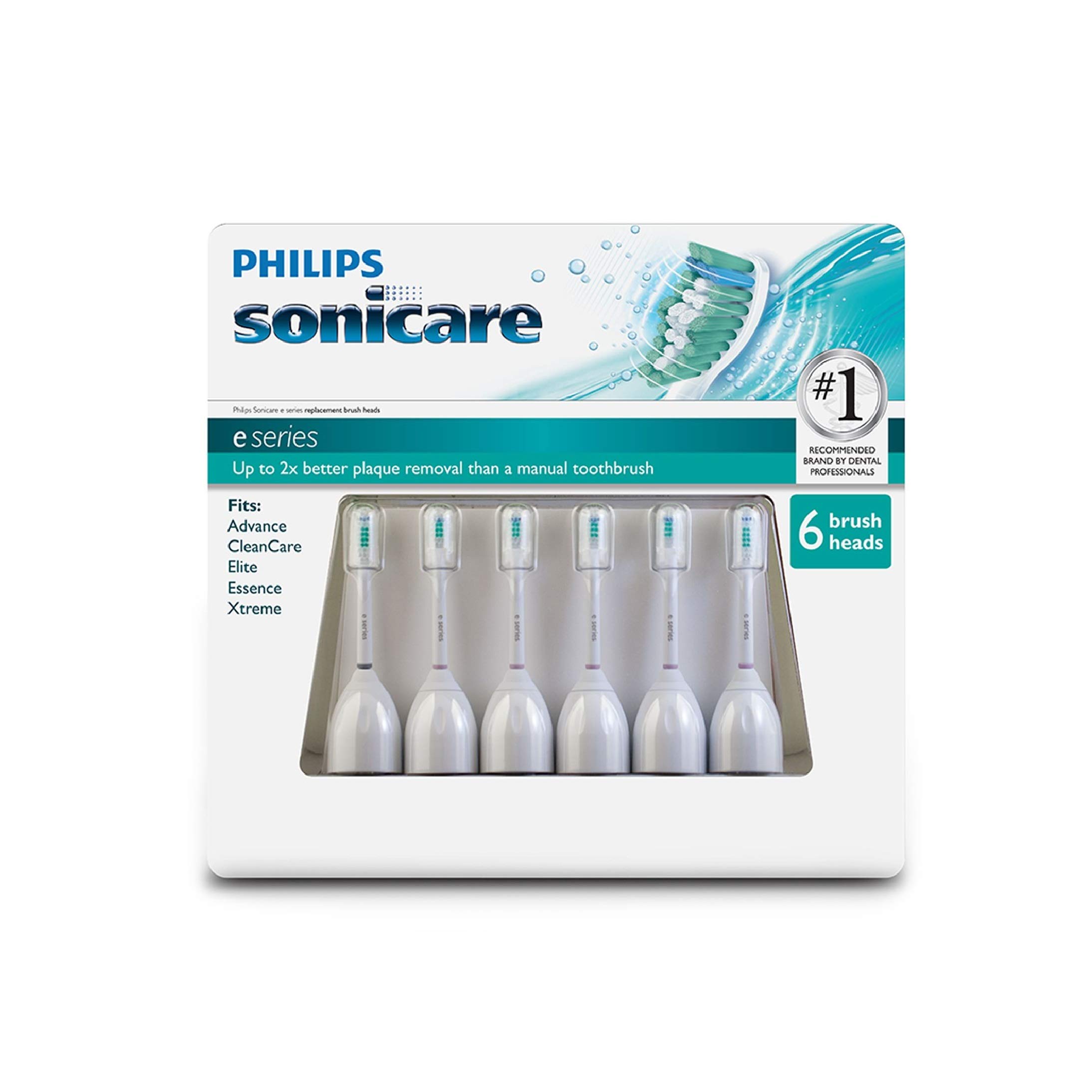 Philips Sonicare Replacement Toothbrush Heads for e-Series - Compatible with Essence, Xtreme, Elite & Advance Models - 6 Pack - Perfect for Daily Oral Care & Deep Cleaning