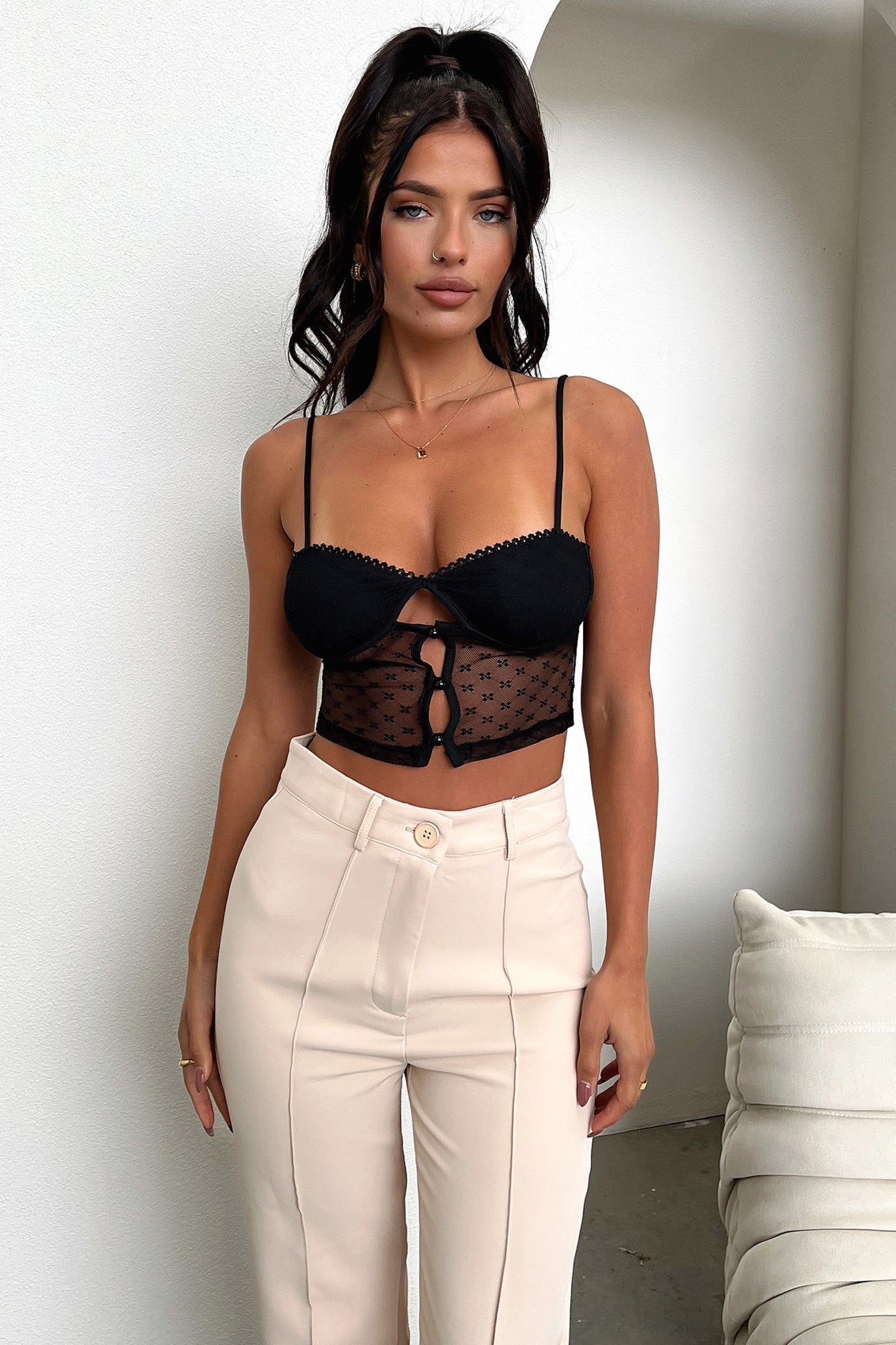 Kacey Crop Top for Women - Black Slim Fit Short Sleeve Shirt for Casual Wear & Summer Outfits