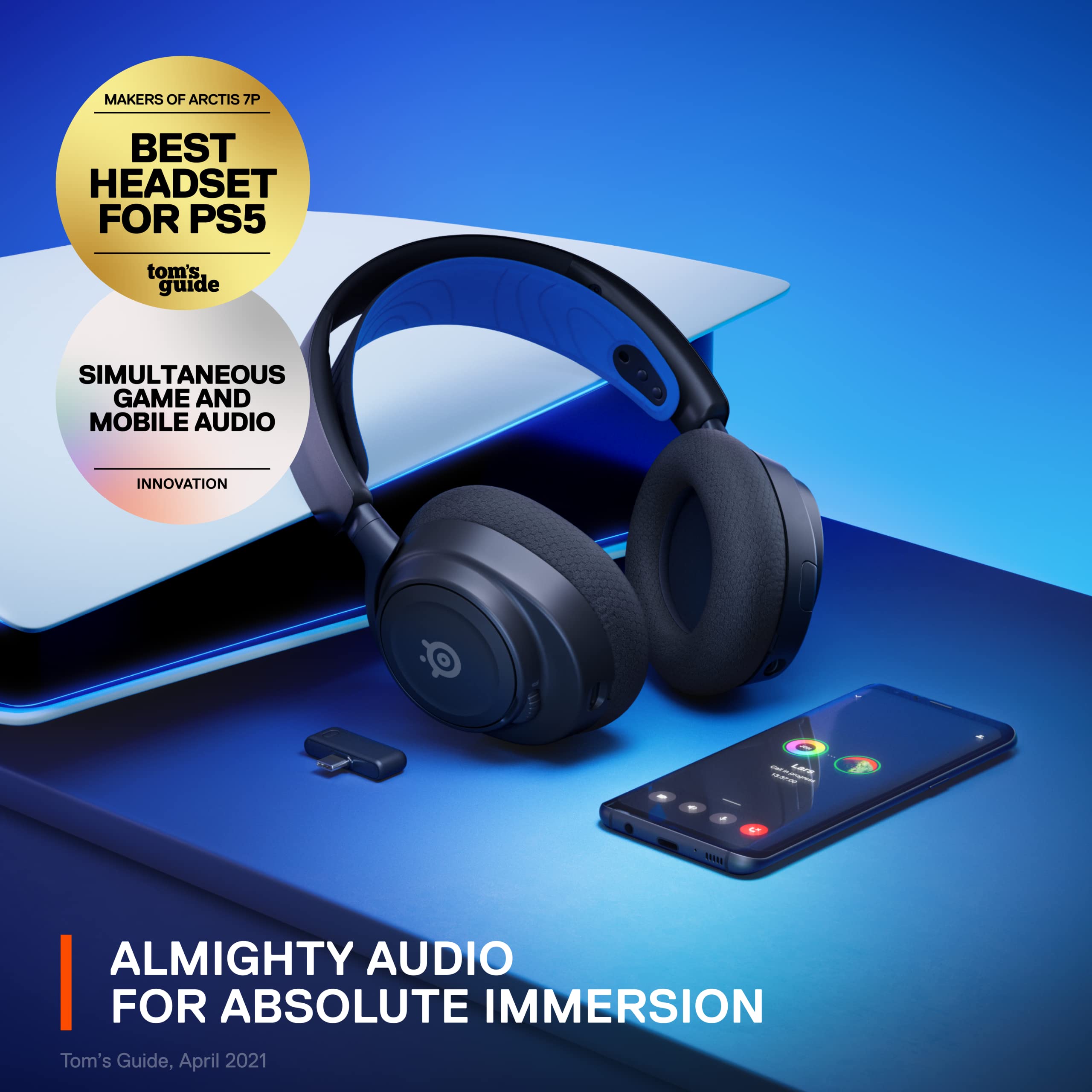 SteelSeries Arctis Nova 7P Wireless Gaming Headset for PS5, PC, Switch & Mobile - Dual 2.4GHz & Bluetooth Connectivity - 38H Battery Life - USB-C Charging - Certified Renewed - Perfect for Competitive Gaming & Mobile Entertainment